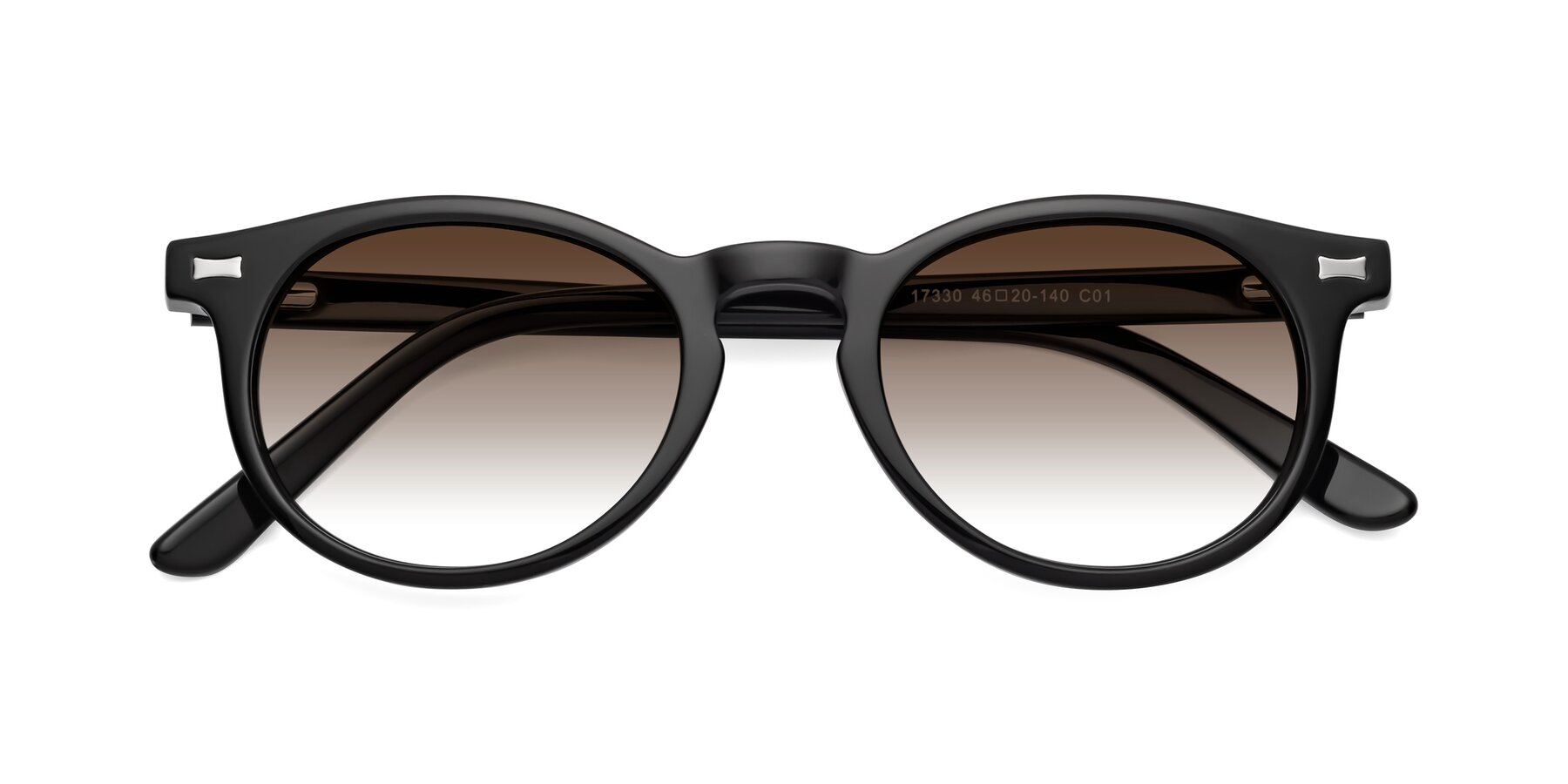 Folded Front of 17330 in Black with Brown Gradient Lenses