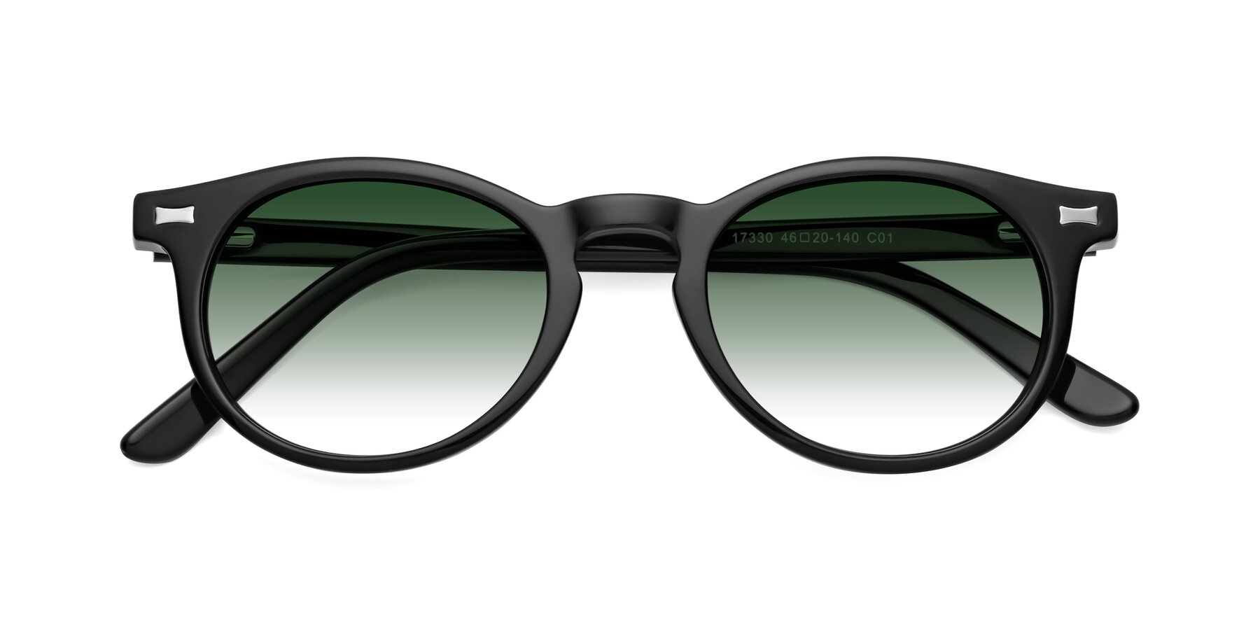 Folded Front of 17330 in Black with Green Gradient Lenses