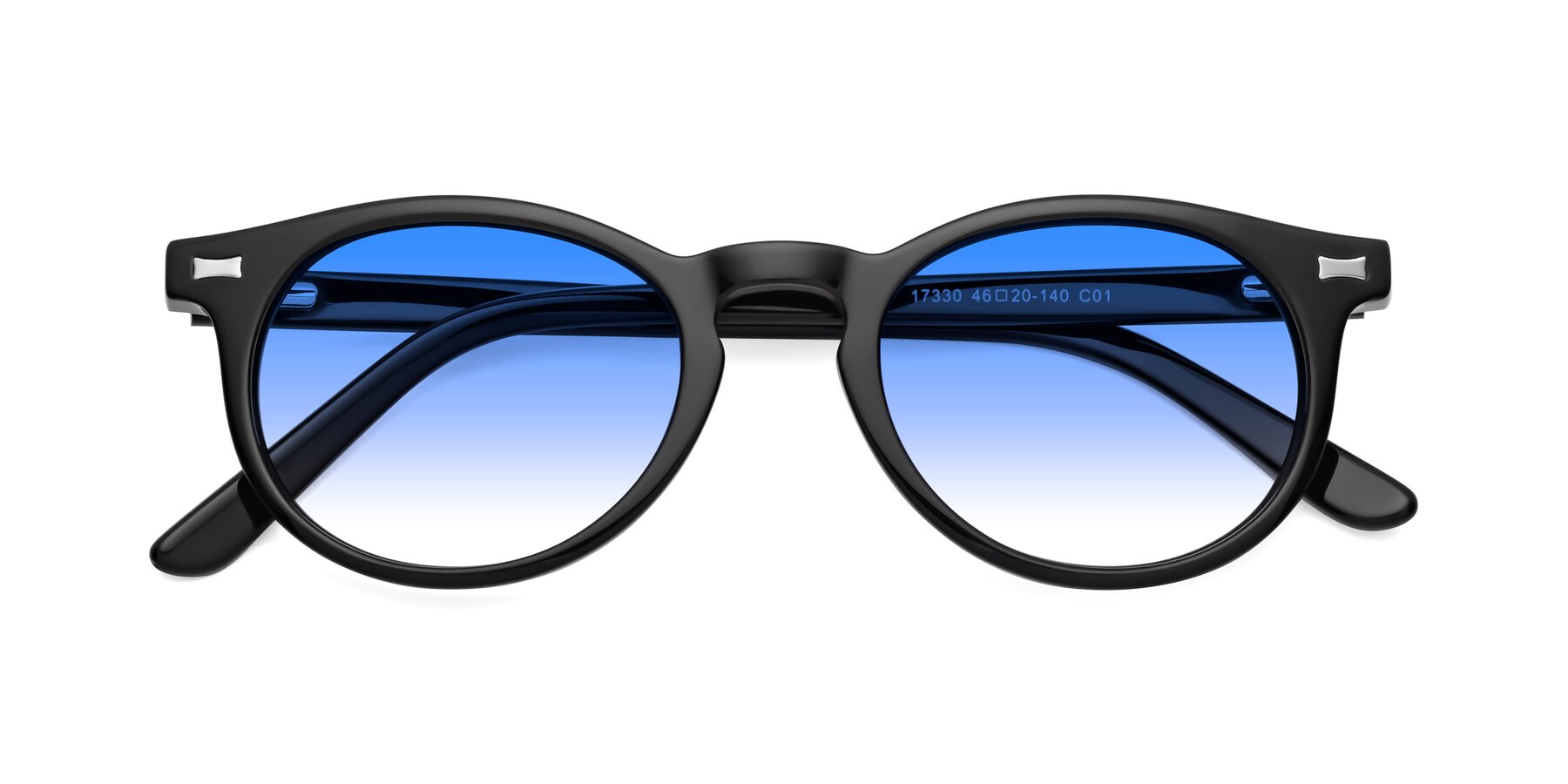 Folded Front of 17330 in Black with Blue Gradient Lenses