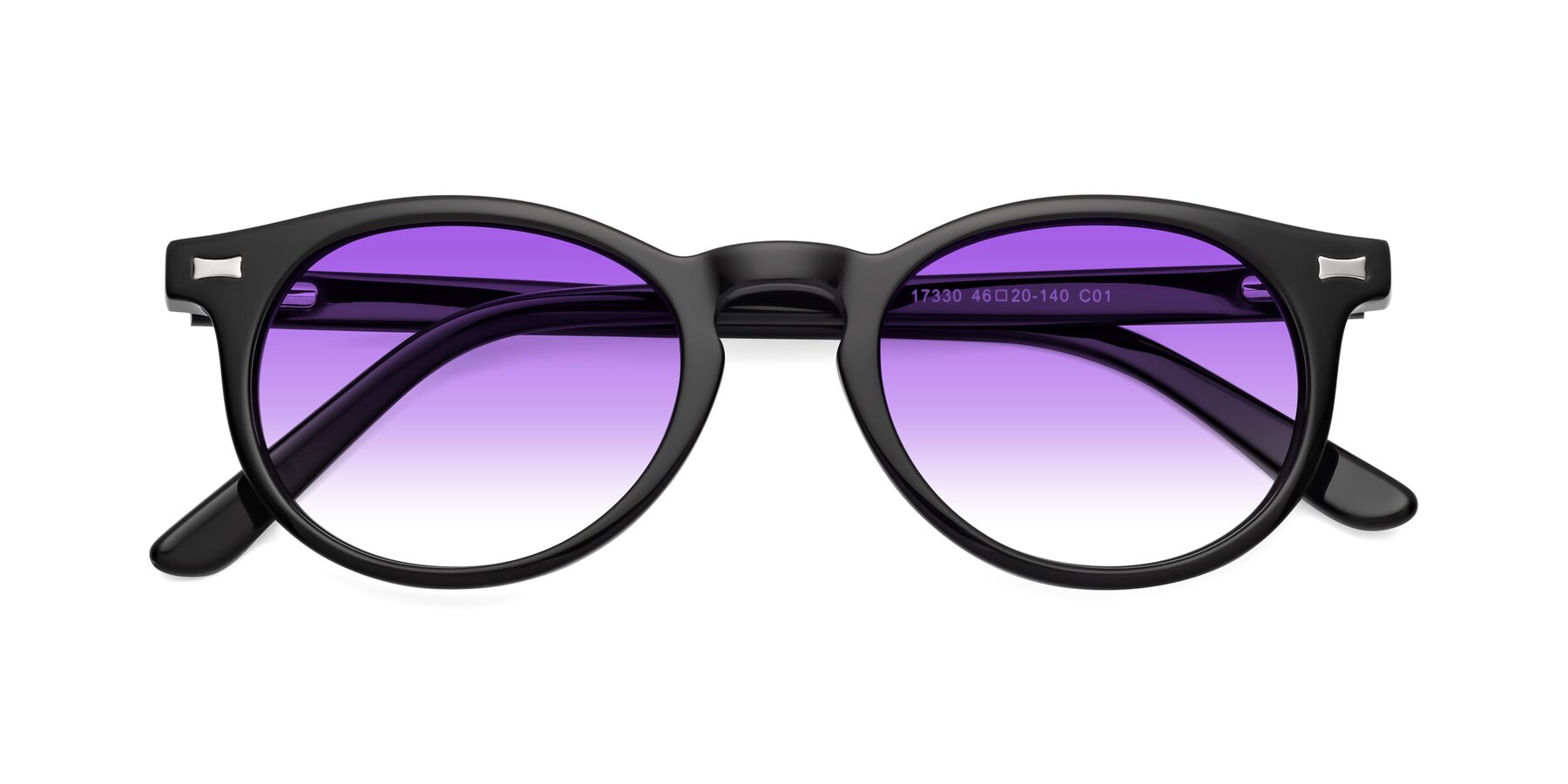 Folded Front of 17330 in Black with Purple Gradient Lenses