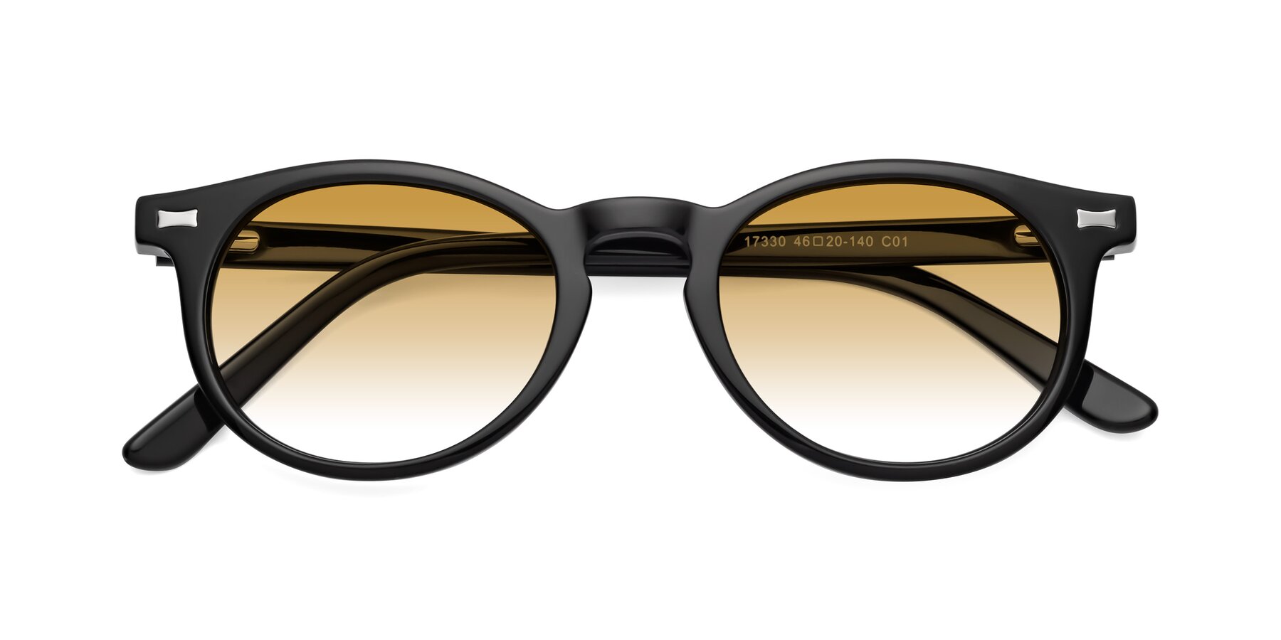 Folded Front of 17330 in Black with Champagne Gradient Lenses