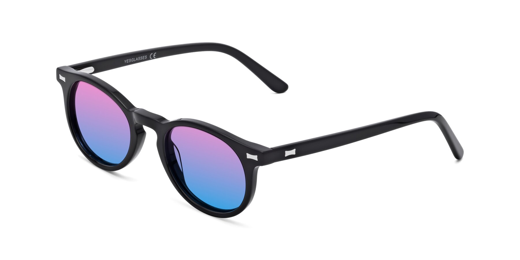 Angle of 17330 in Black with Pink / Blue Gradient Lenses