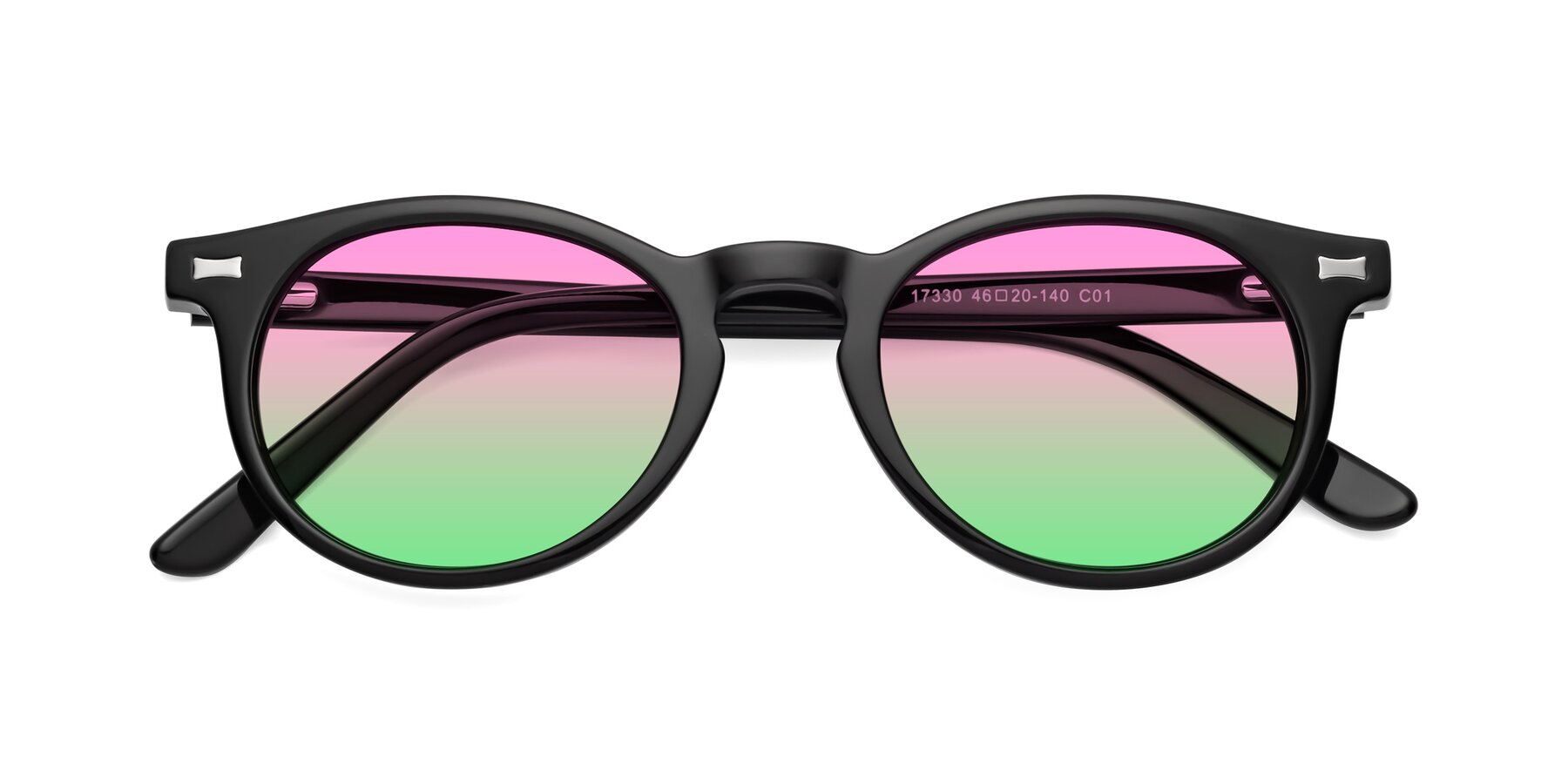 Folded Front of 17330 in Black with Pink / Green Gradient Lenses