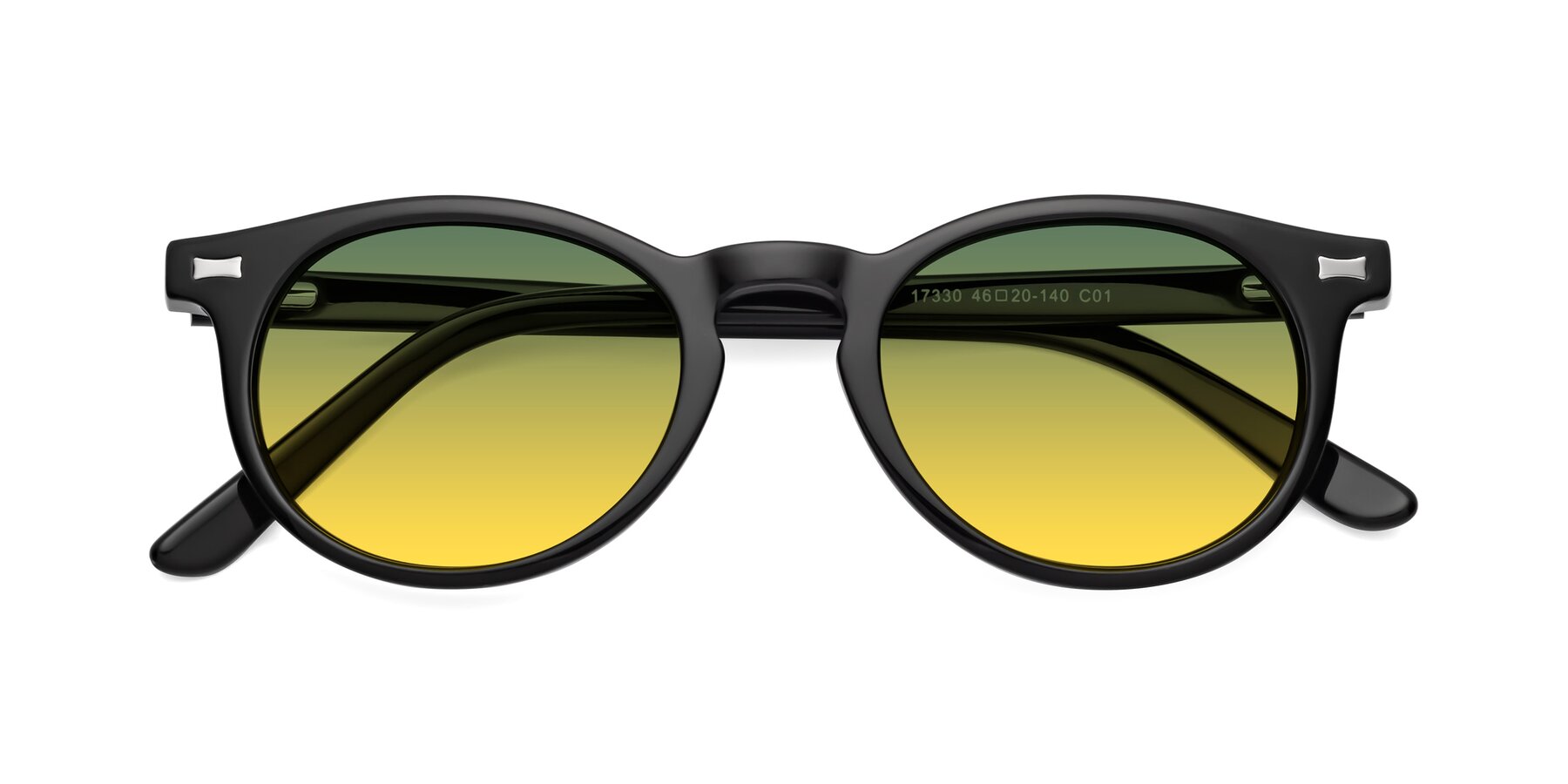 Folded Front of 17330 in Black with Green / Yellow Gradient Lenses