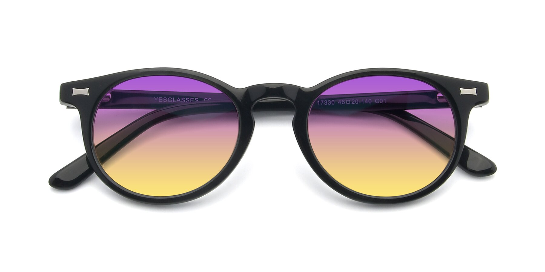Folded Front of 17330 in Black with Purple / Yellow Gradient Lenses