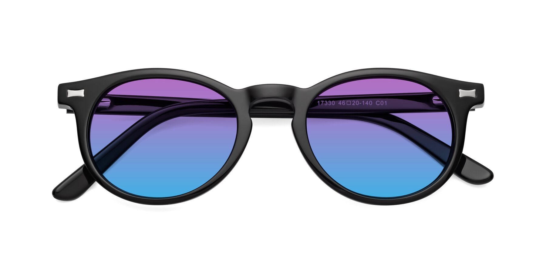 Folded Front of 17330 in Black with Purple / Blue Gradient Lenses