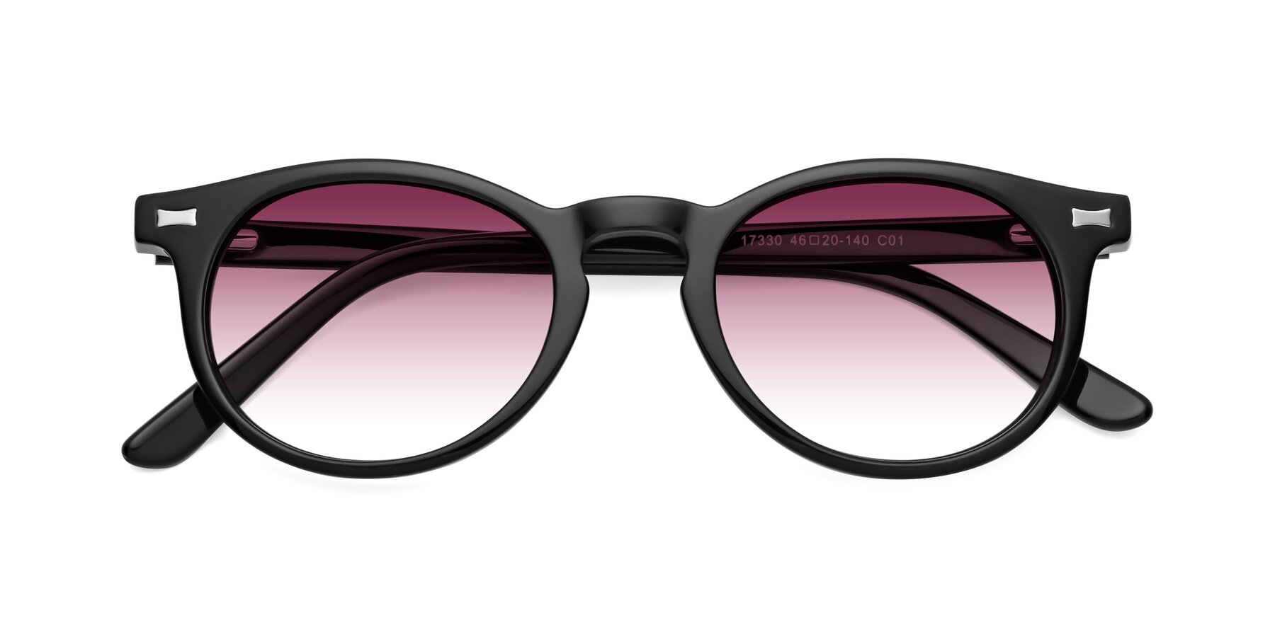 Folded Front of 17330 in Black with Wine Gradient Lenses