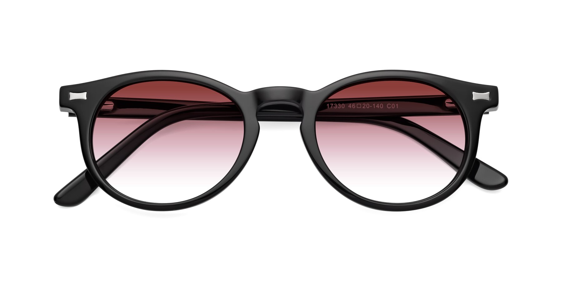 Folded Front of 17330 in Black with Garnet Gradient Lenses