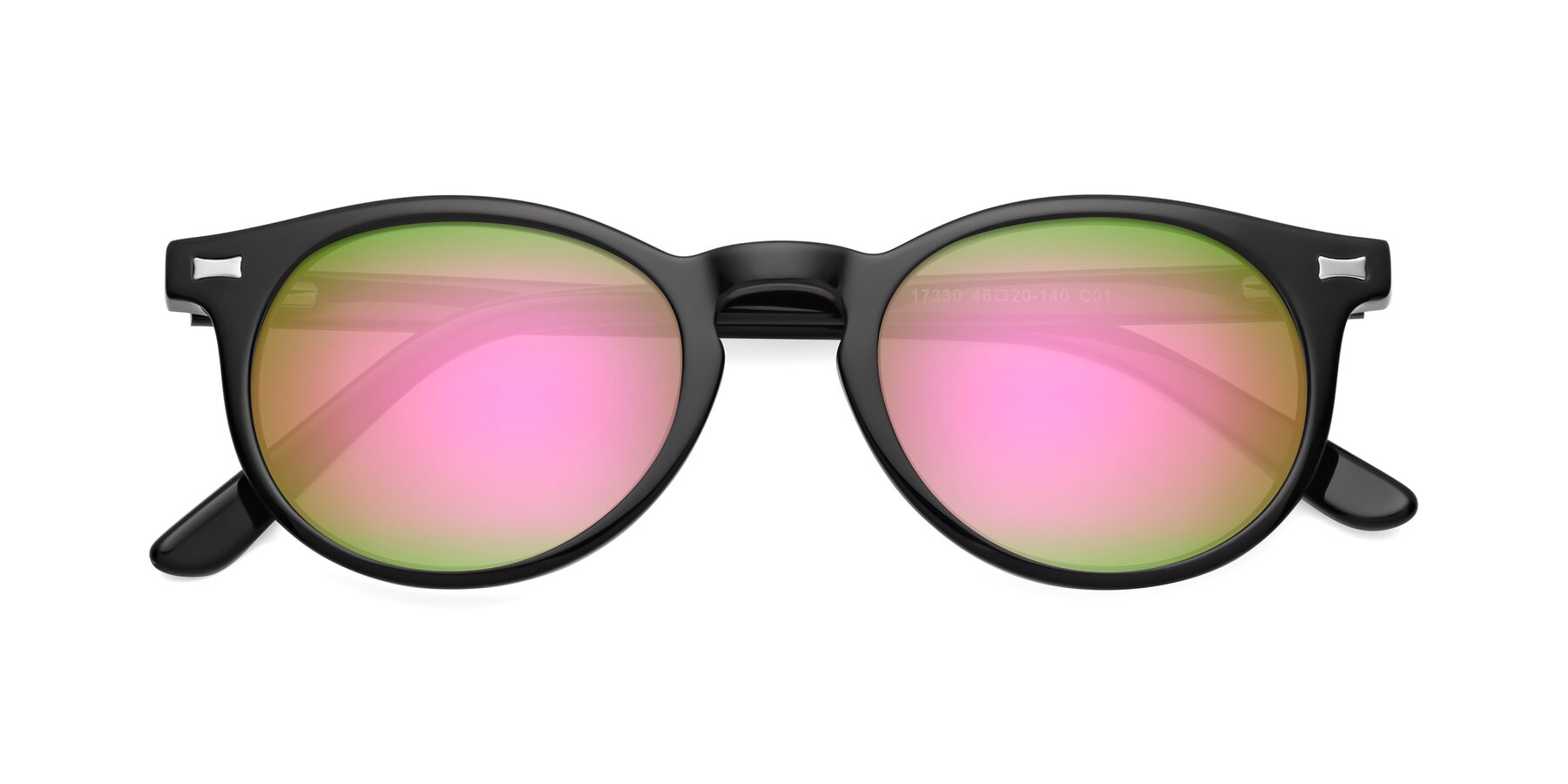 Folded Front of 17330 in Black with Pink Mirrored Lenses
