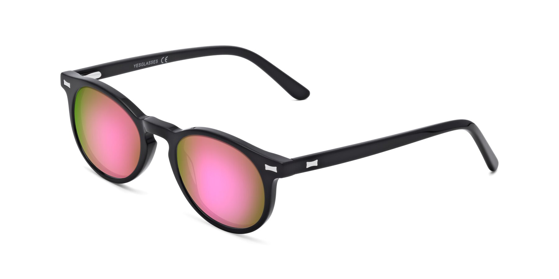 Angle of 17330 in Black with Pink Mirrored Lenses