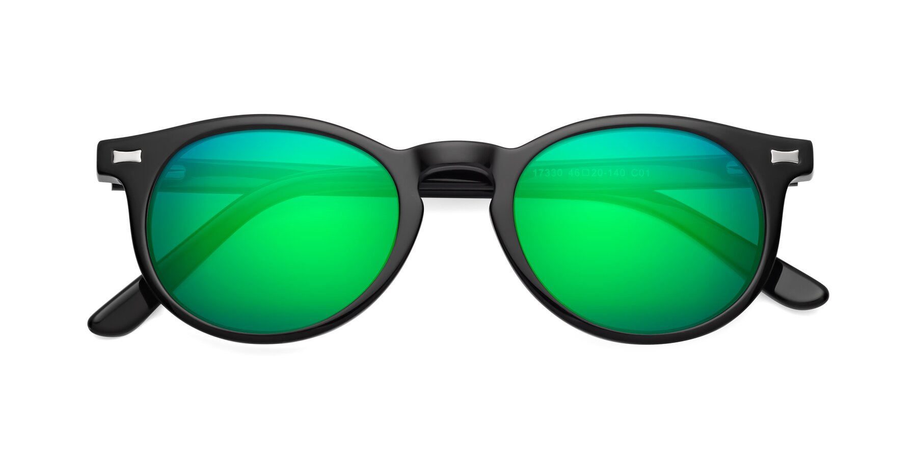 Folded Front of 17330 in Black with Green Mirrored Lenses