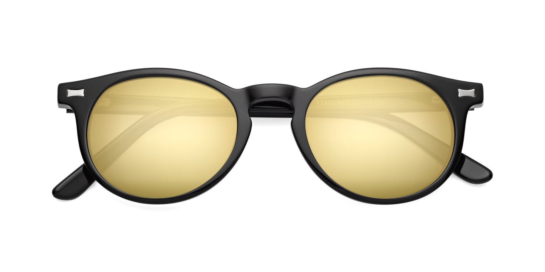 Folded Front of 17330 in Black with Gold Mirrored Lenses