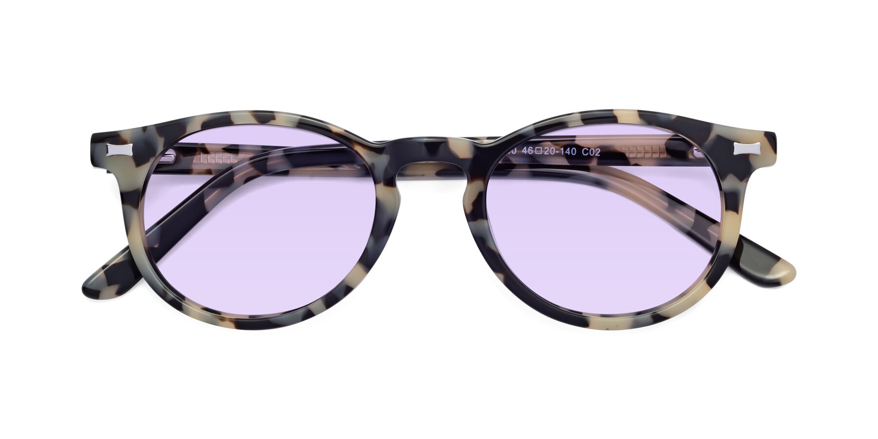 Folded Front of 17330 in Tortoise Honey with Light Purple Tinted Lenses