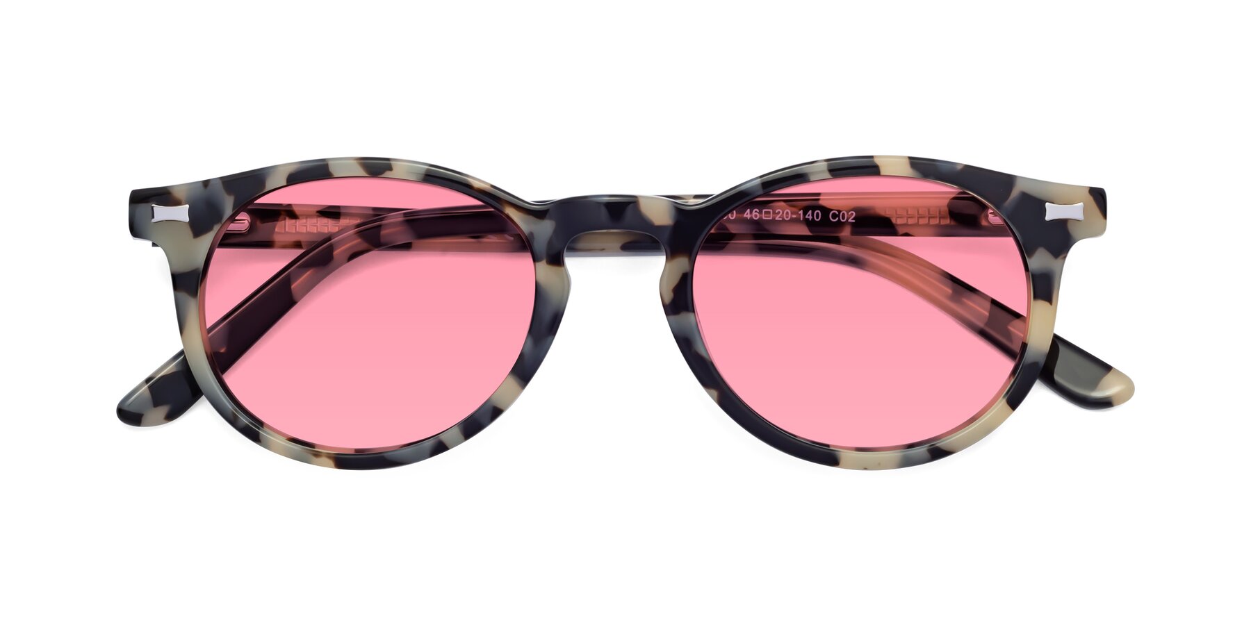 Folded Front of 17330 in Tortoise Honey with Pink Tinted Lenses