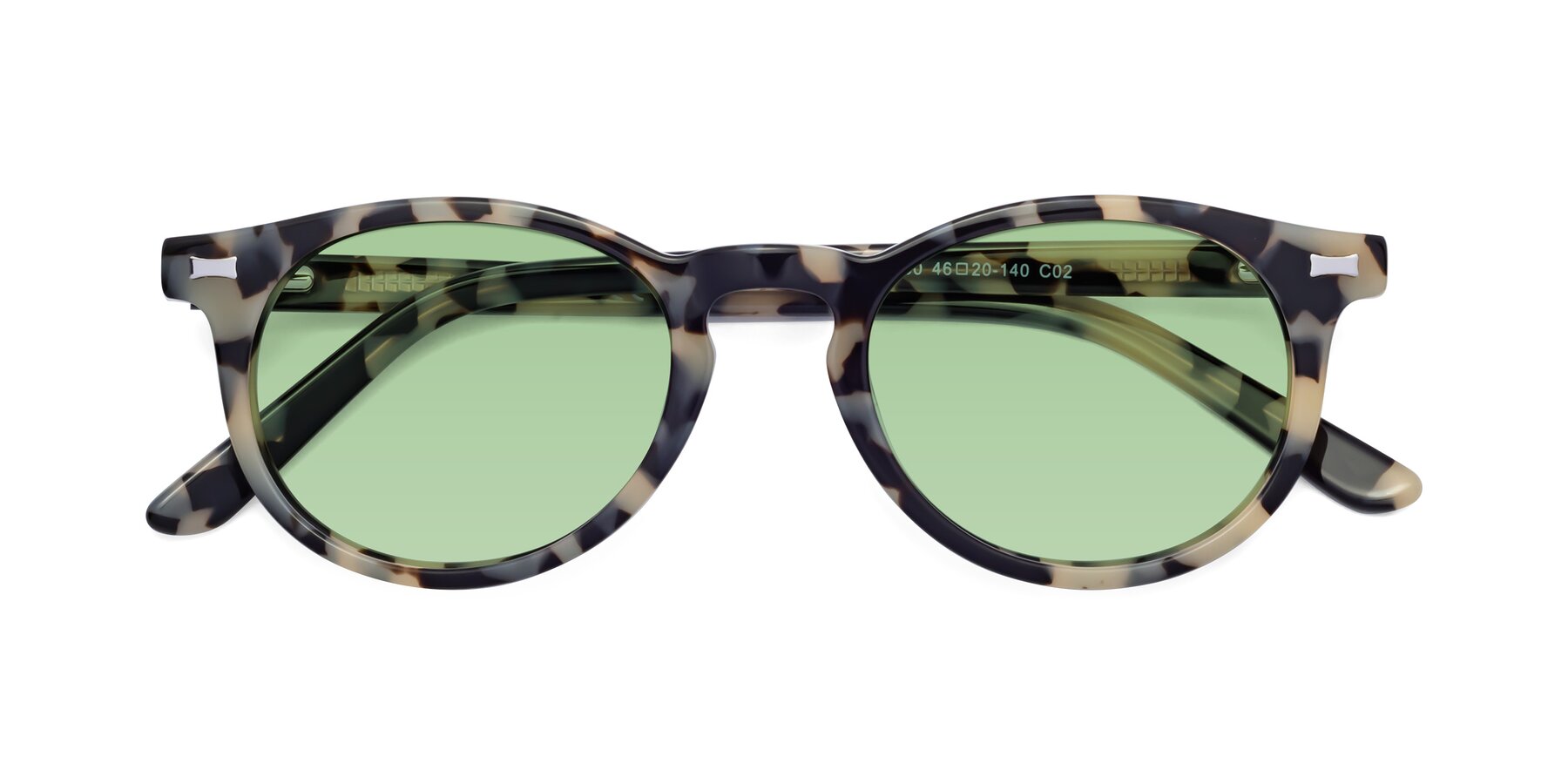 Folded Front of 17330 in Tortoise Honey with Medium Green Tinted Lenses