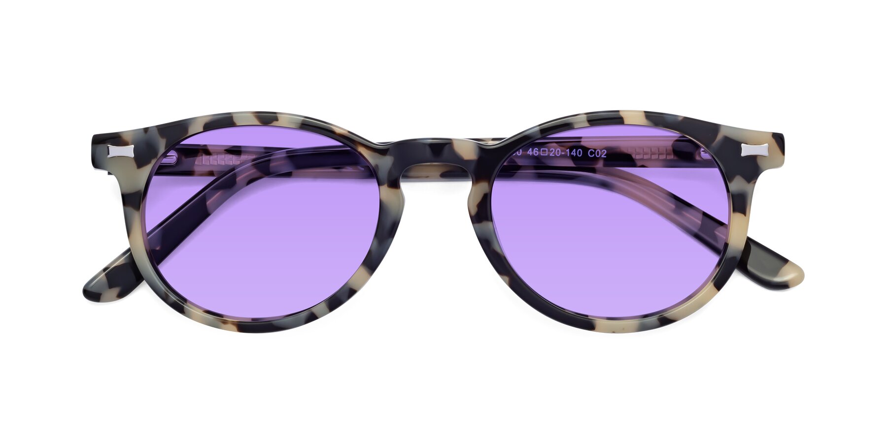 Folded Front of 17330 in Tortoise Honey with Medium Purple Tinted Lenses