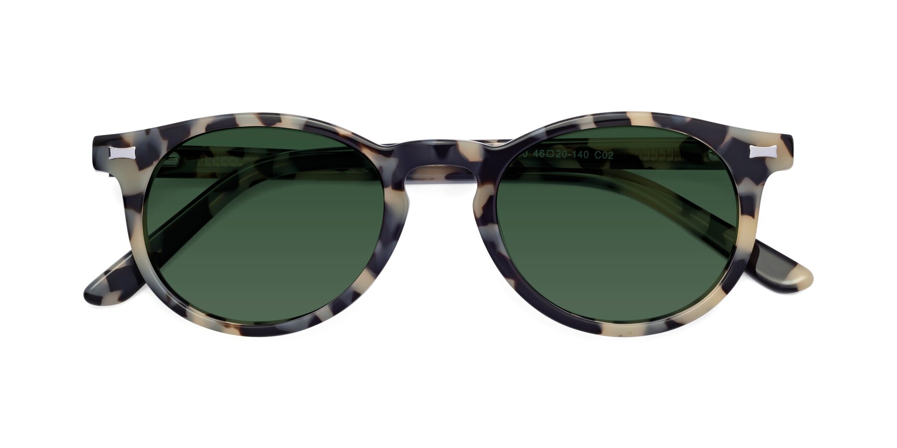 Folded Front of 17330 in Tortoise Honey with Green Tinted Lenses