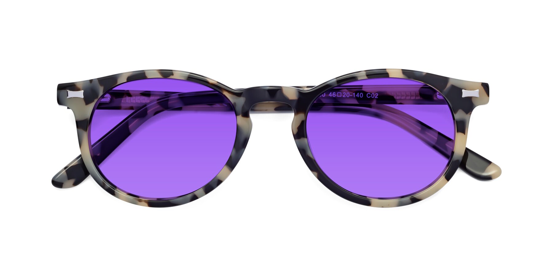 Folded Front of 17330 in Tortoise Honey with Purple Tinted Lenses