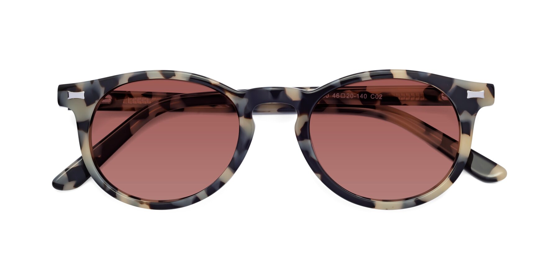 Folded Front of 17330 in Tortoise Honey with Garnet Tinted Lenses