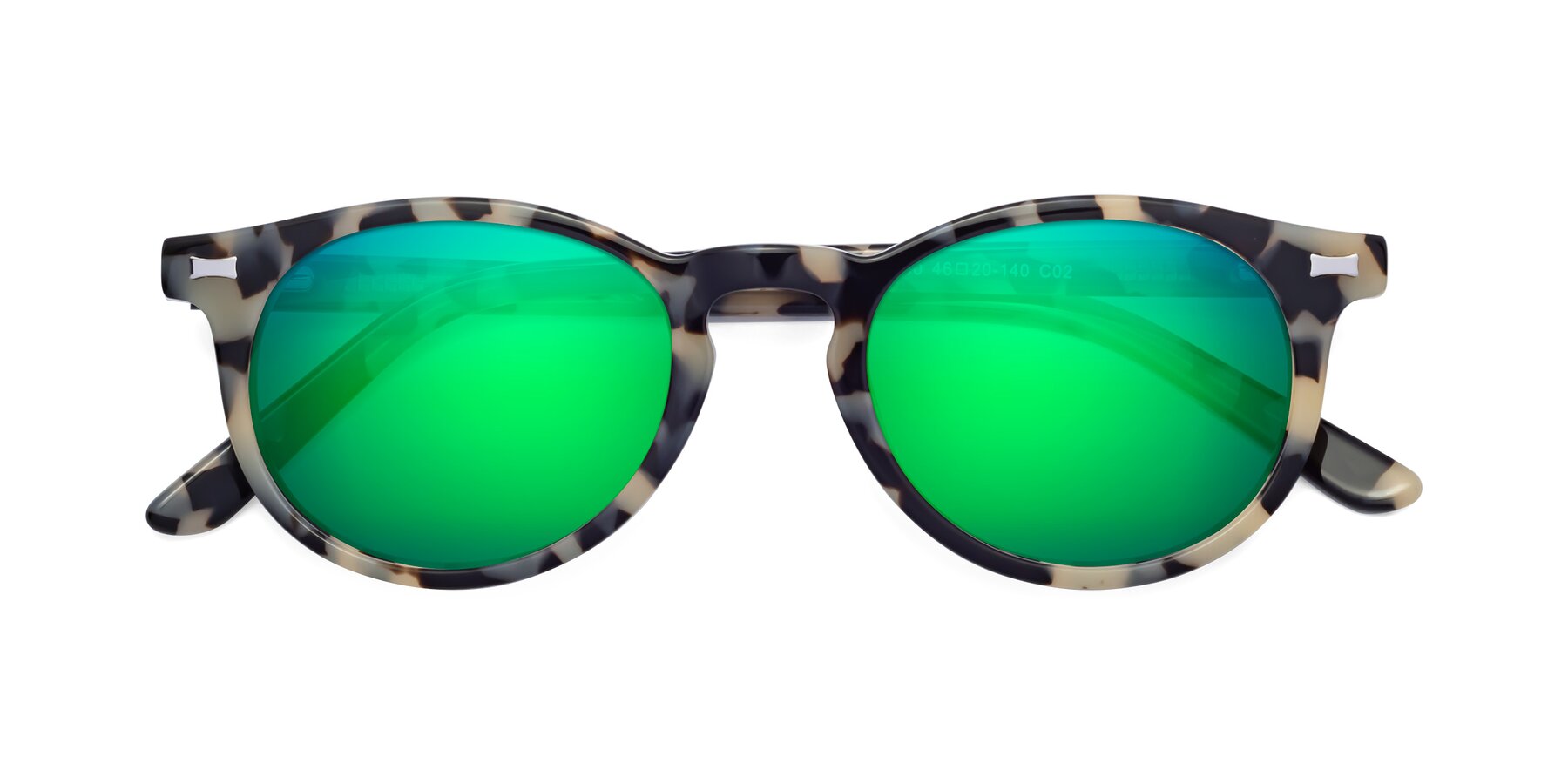 Folded Front of 17330 in Tortoise Honey with Green Mirrored Lenses