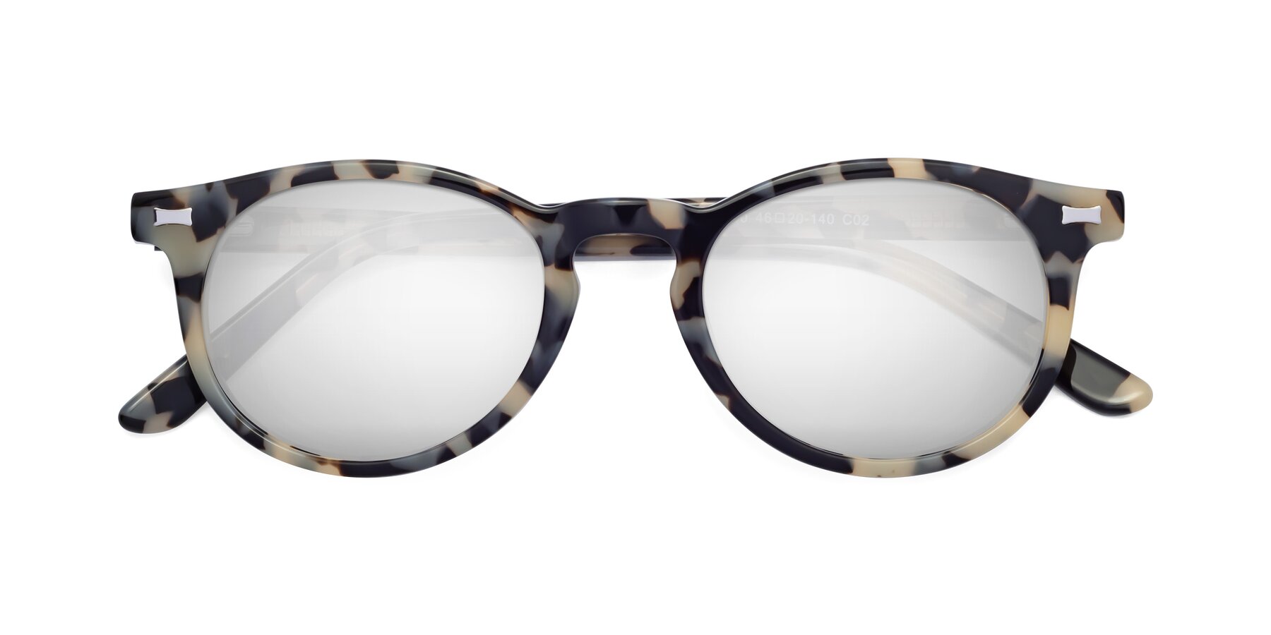 Folded Front of 17330 in Tortoise Honey with Silver Mirrored Lenses