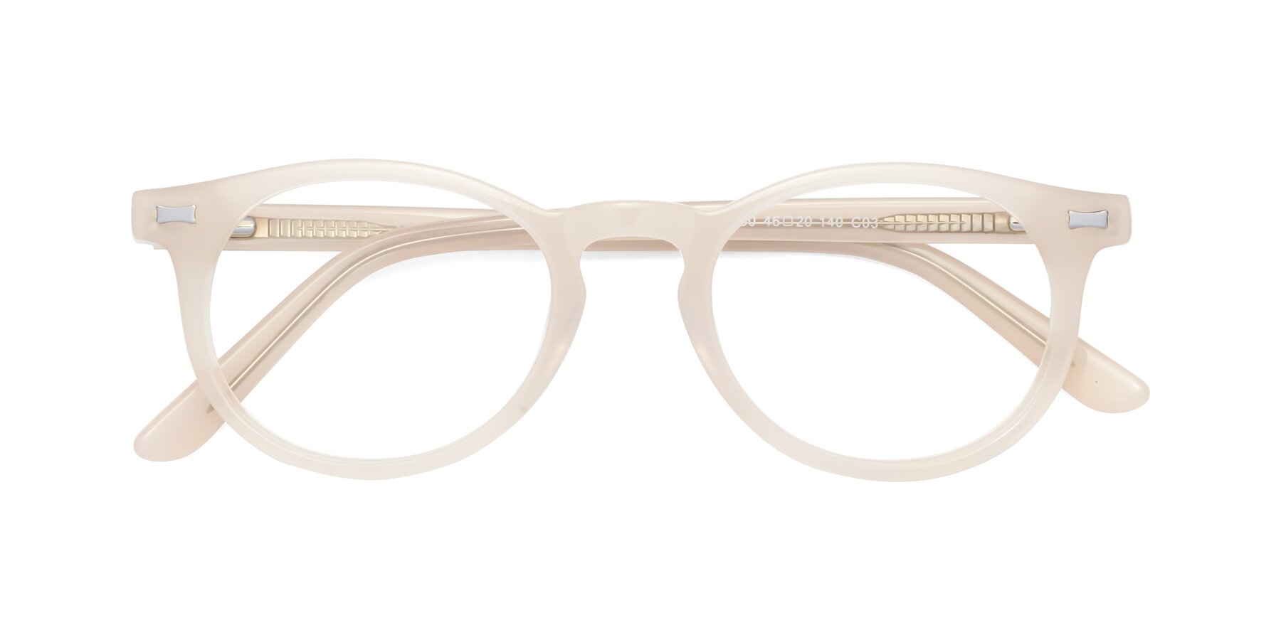 Folded Front of 17330 in Beige with Clear Reading Eyeglass Lenses