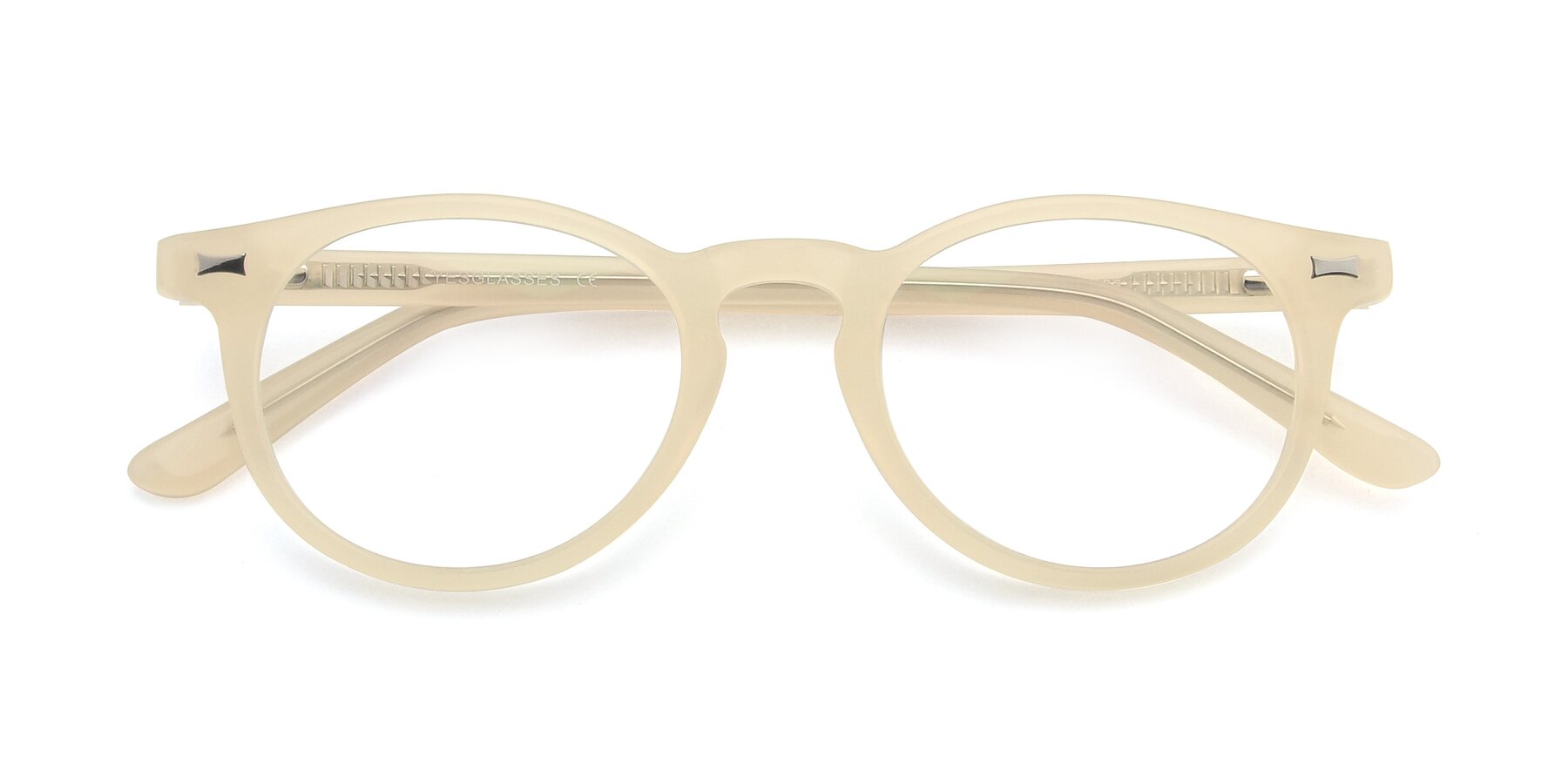 Folded Front of 17330 in Beige with Clear Eyeglass Lenses