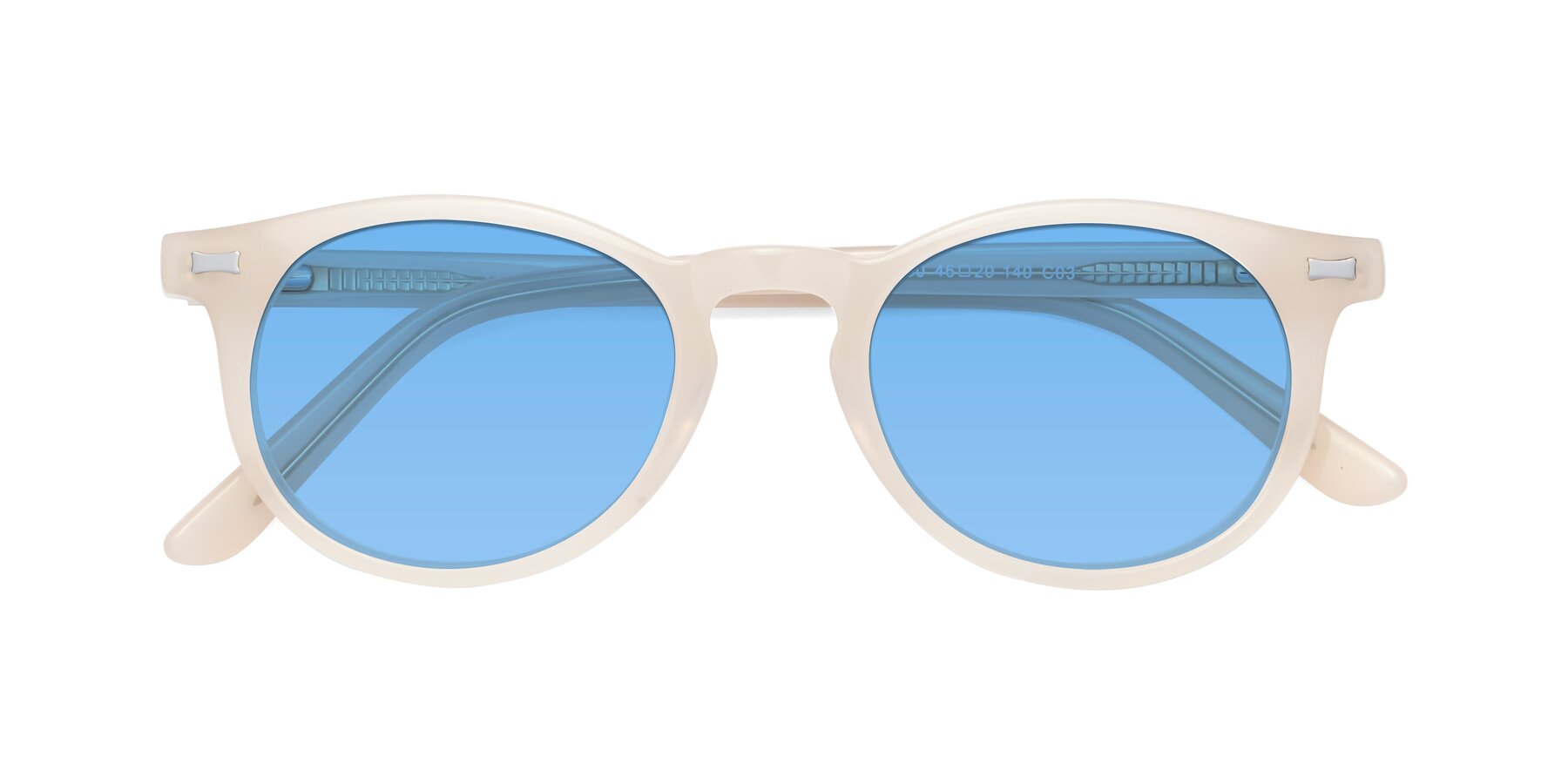 Folded Front of 17330 in Beige with Medium Blue Tinted Lenses