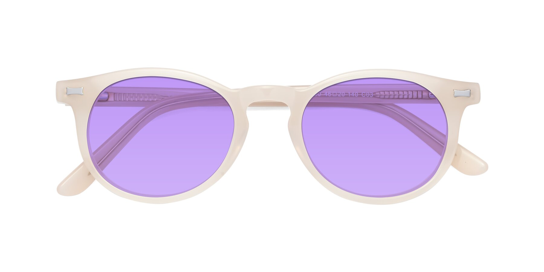 Folded Front of 17330 in Beige with Medium Purple Tinted Lenses