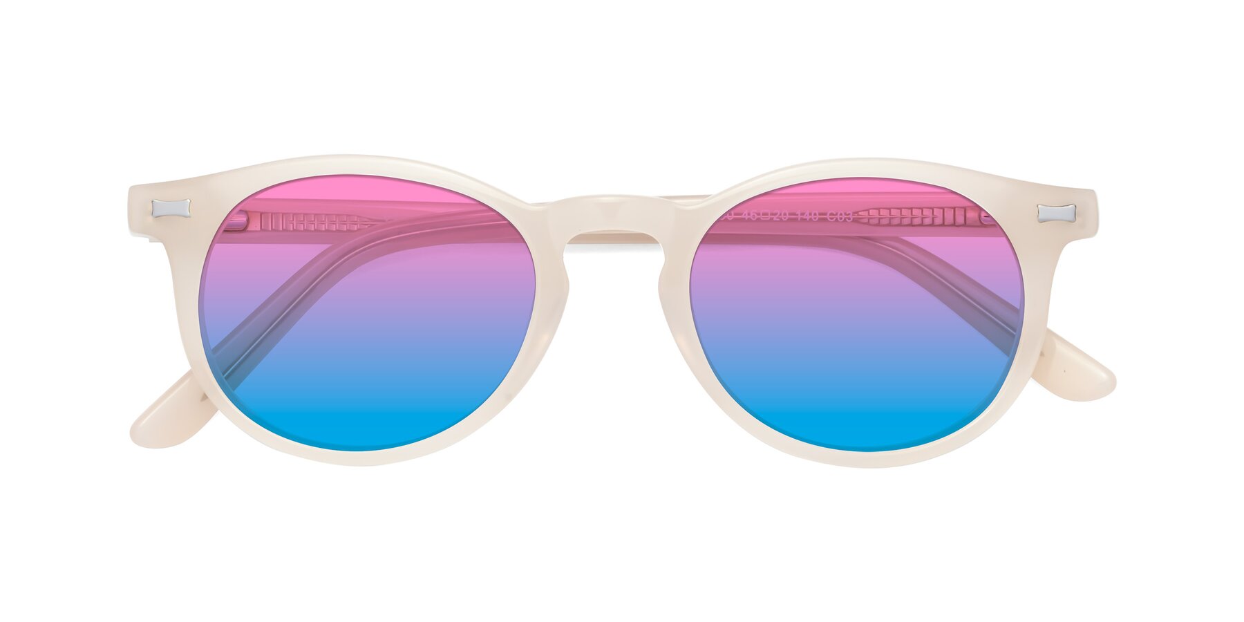 Folded Front of 17330 in Beige with Pink / Blue Gradient Lenses