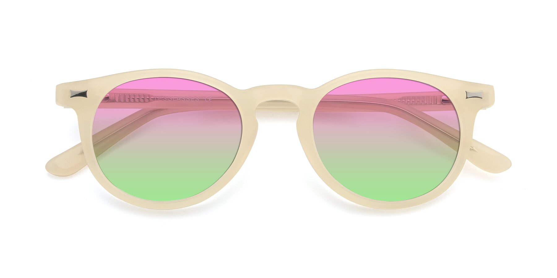 Folded Front of 17330 in Beige with Pink / Green Gradient Lenses