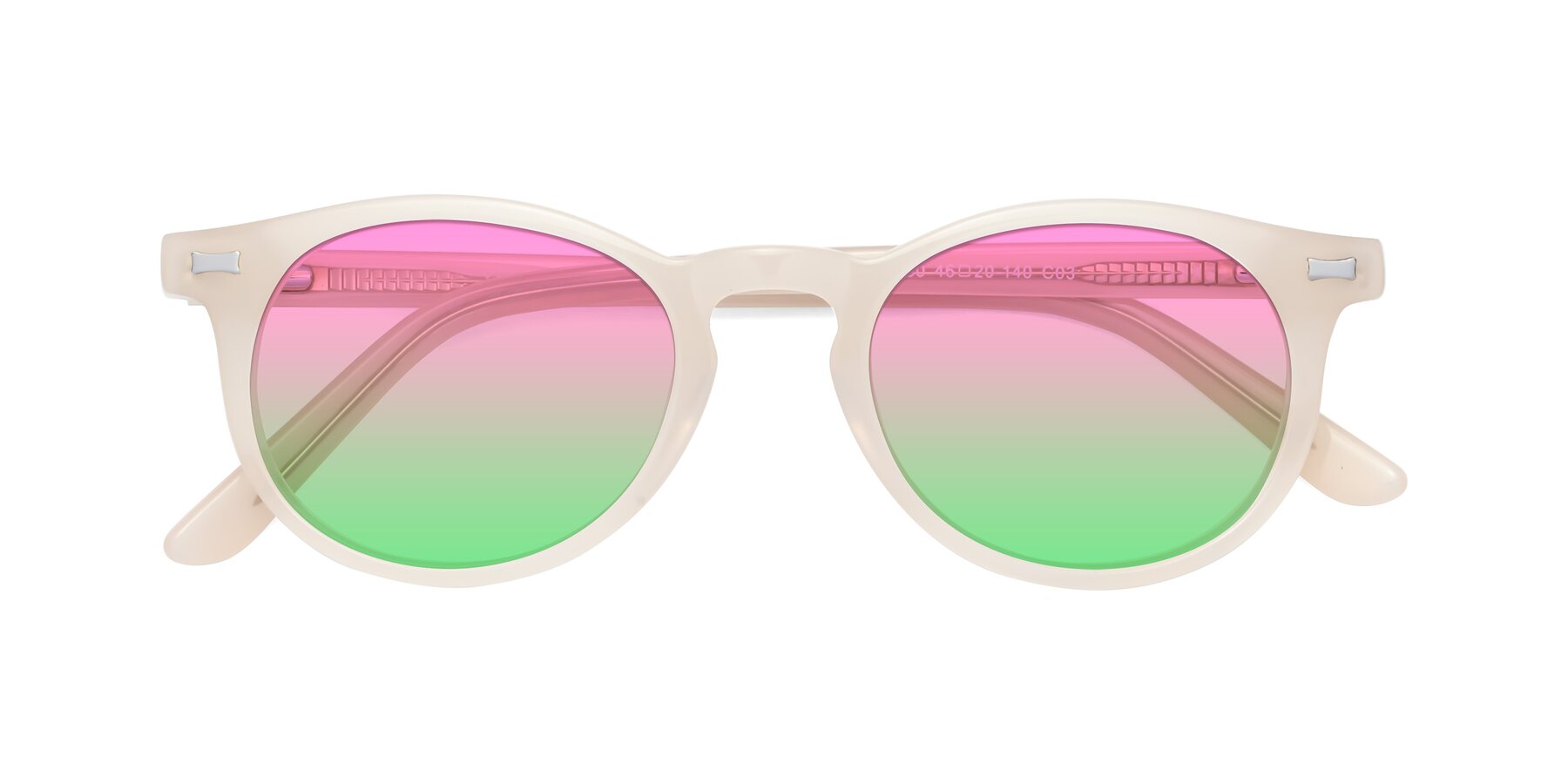 Folded Front of 17330 in Beige with Pink / Green Gradient Lenses