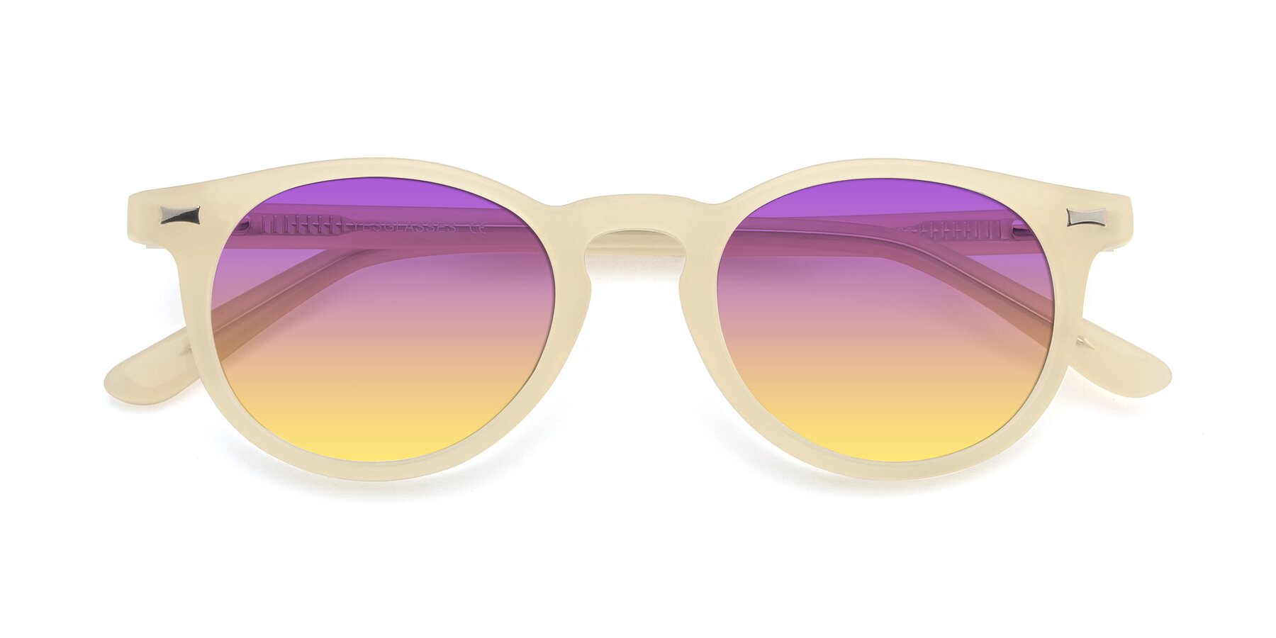 Folded Front of 17330 in Beige with Purple / Yellow Gradient Lenses