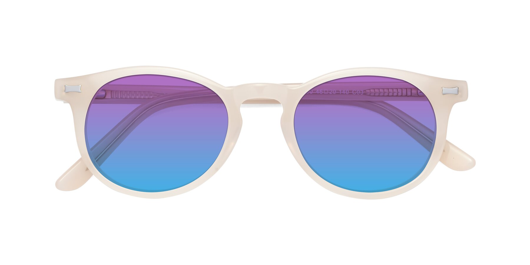 Folded Front of 17330 in Beige with Purple / Blue Gradient Lenses
