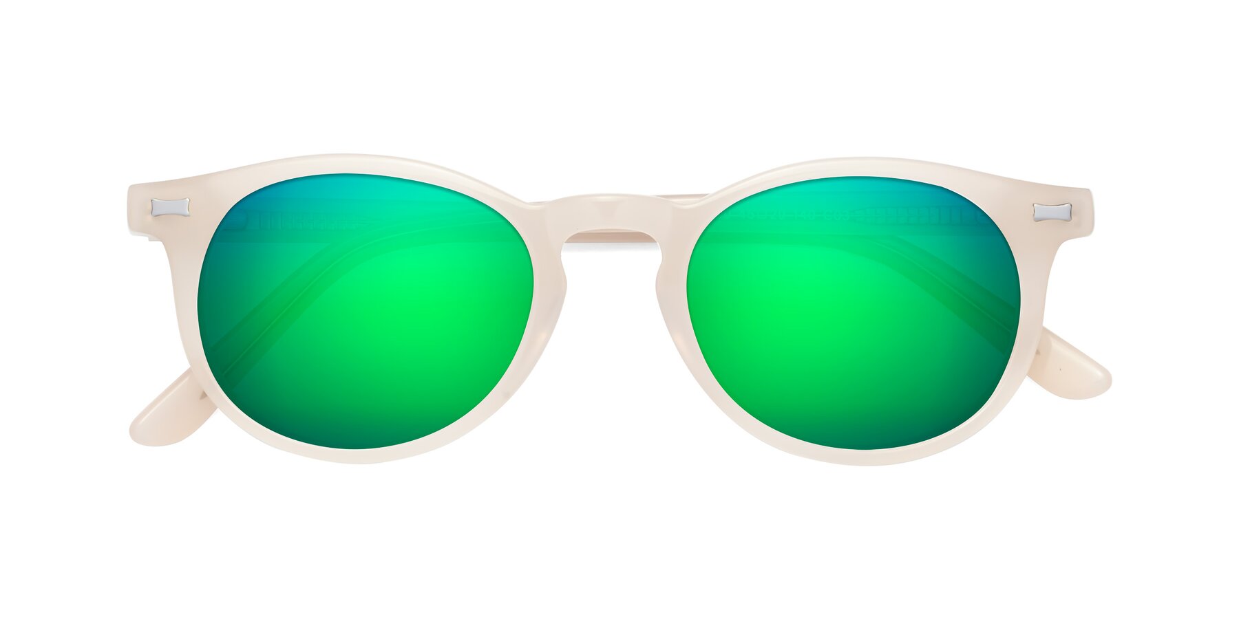 Folded Front of 17330 in Beige with Green Mirrored Lenses