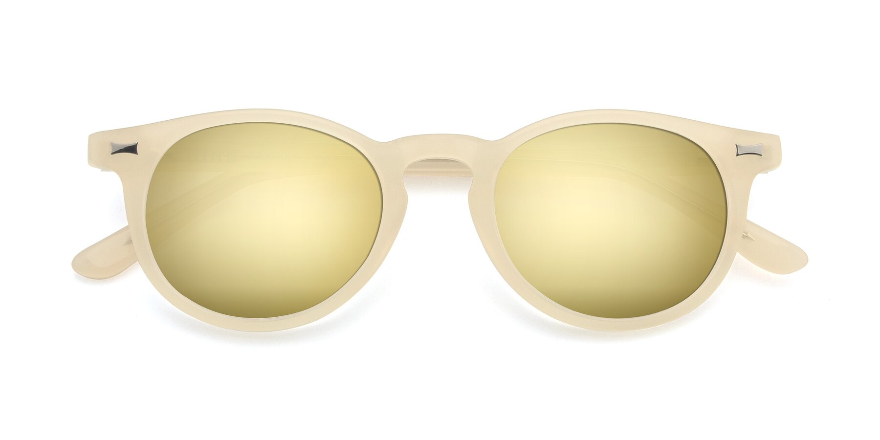 Folded Front of 17330 in Beige with Gold Mirrored Lenses