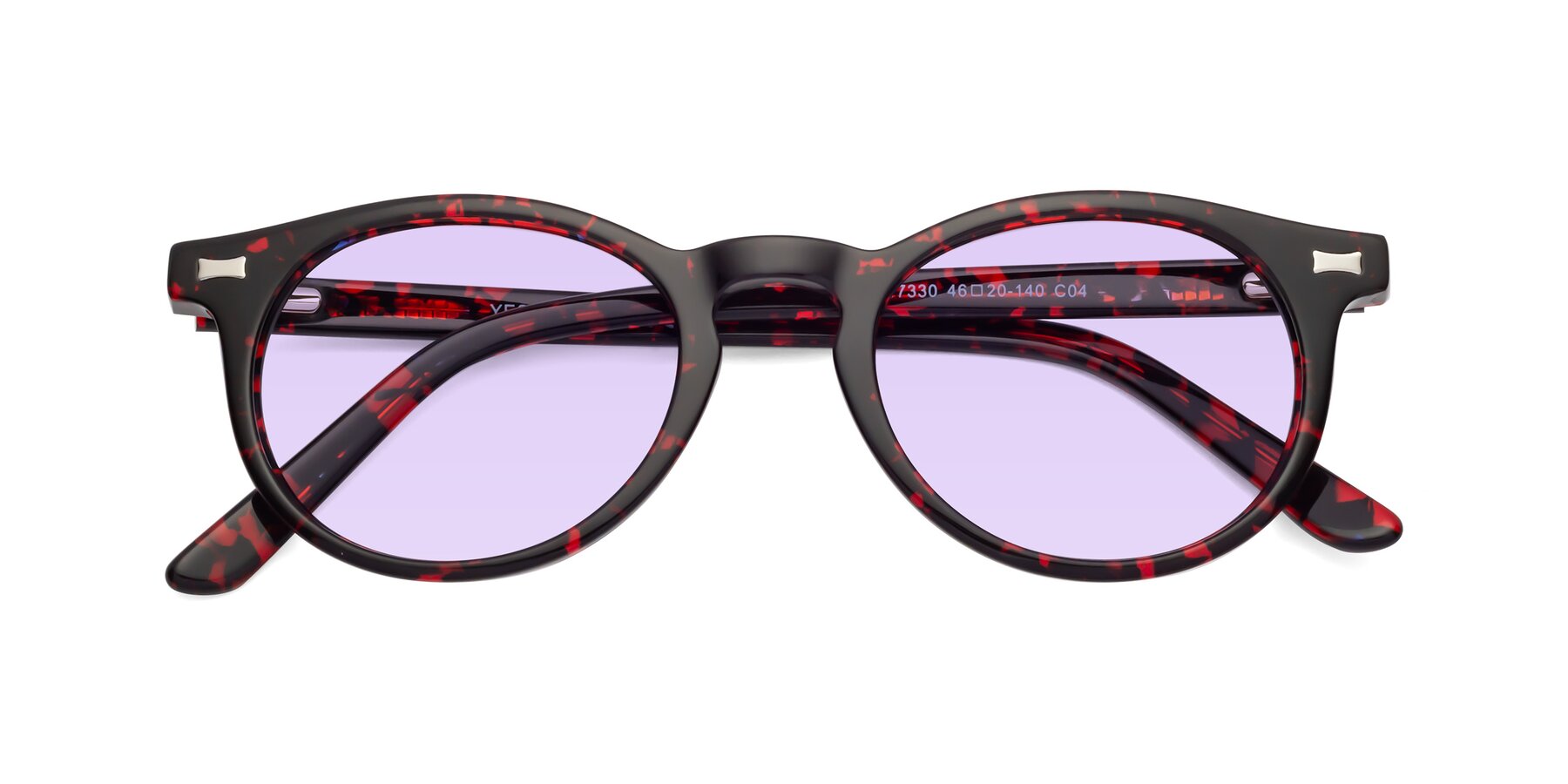 Folded Front of 17330 in Tortoise Wine with Light Purple Tinted Lenses