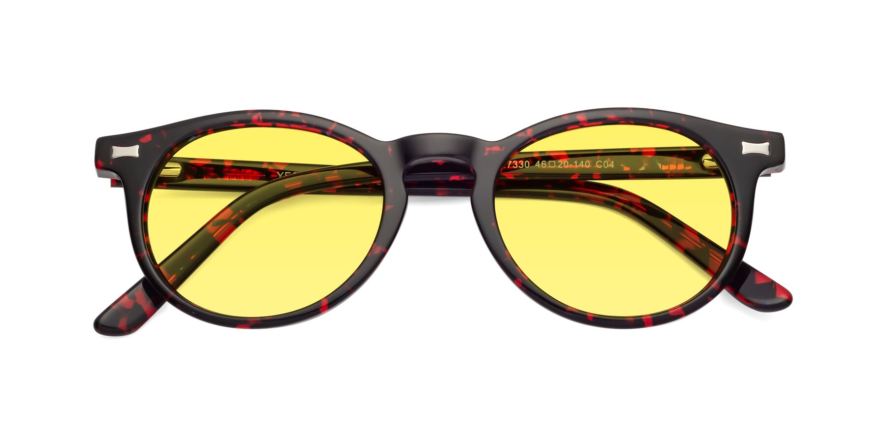 Folded Front of 17330 in Tortoise Wine with Medium Yellow Tinted Lenses