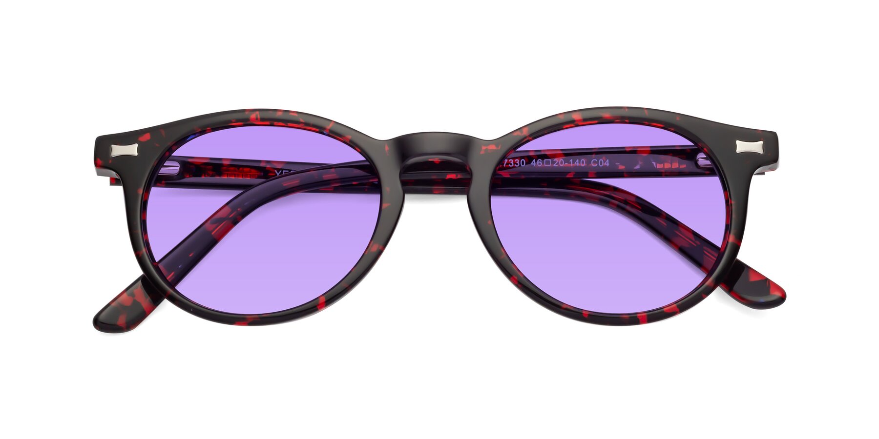 Folded Front of 17330 in Tortoise Wine with Medium Purple Tinted Lenses