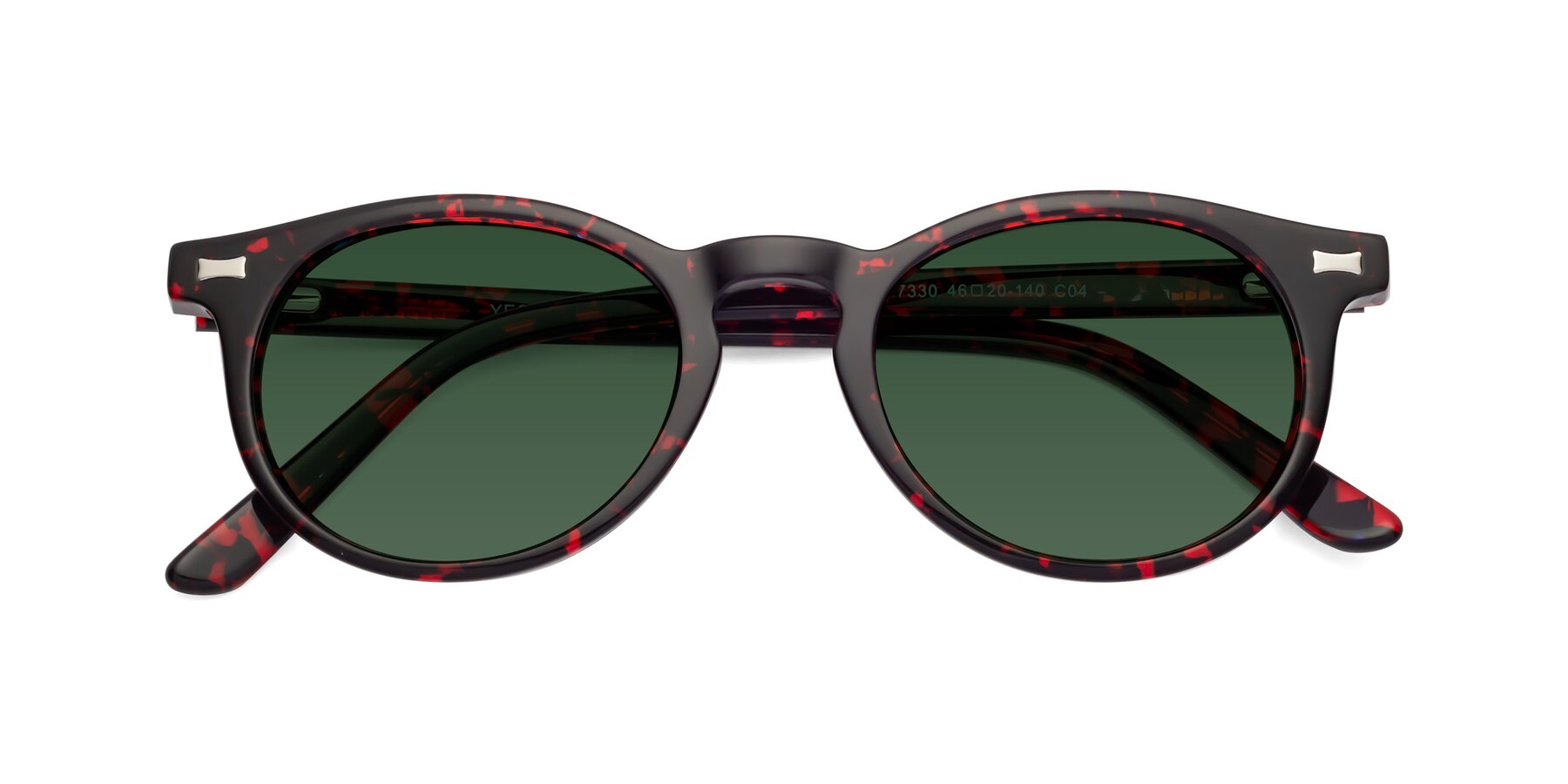 Folded Front of 17330 in Tortoise Wine with Green Tinted Lenses