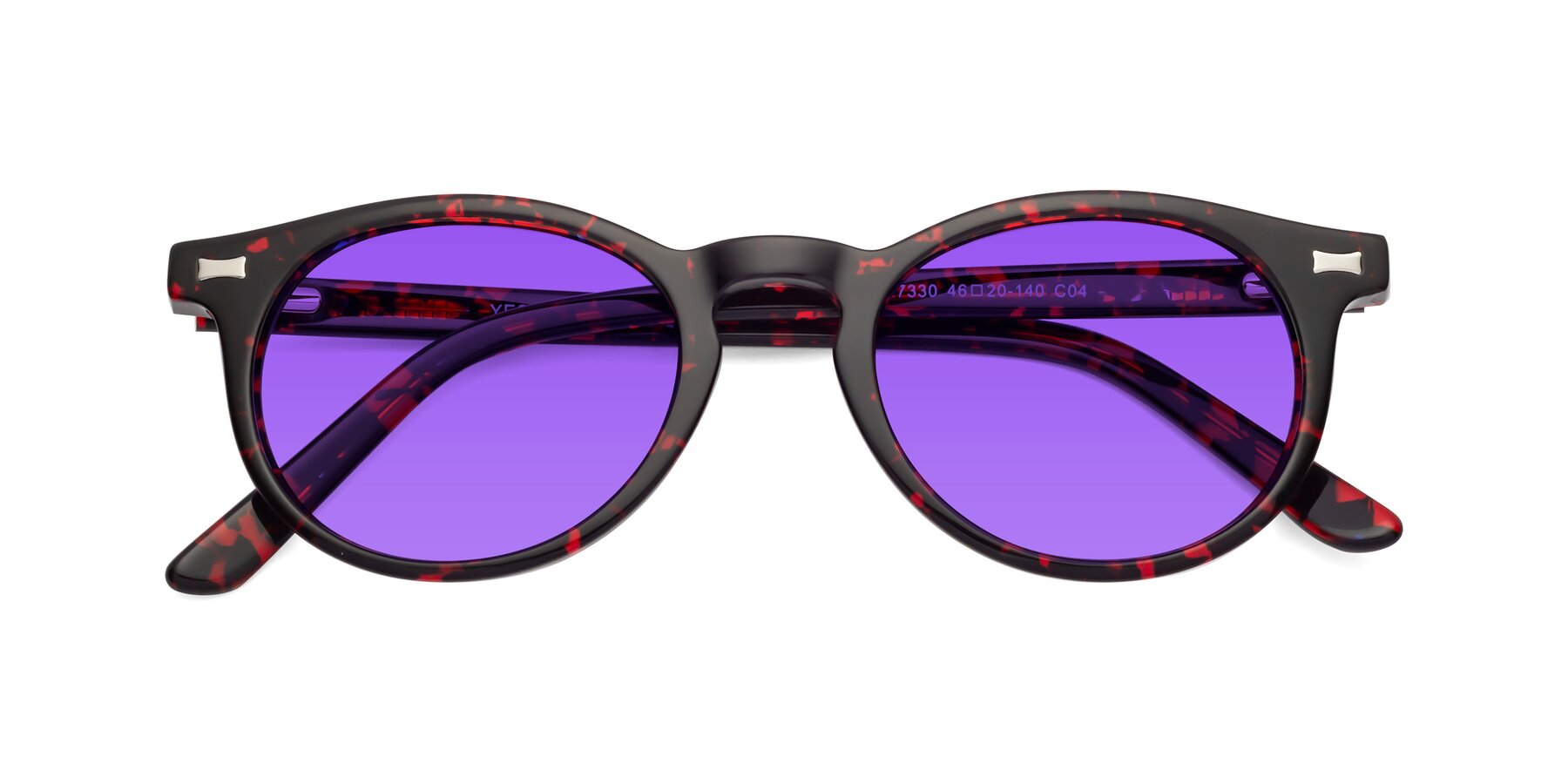 Folded Front of 17330 in Tortoise Wine with Purple Tinted Lenses