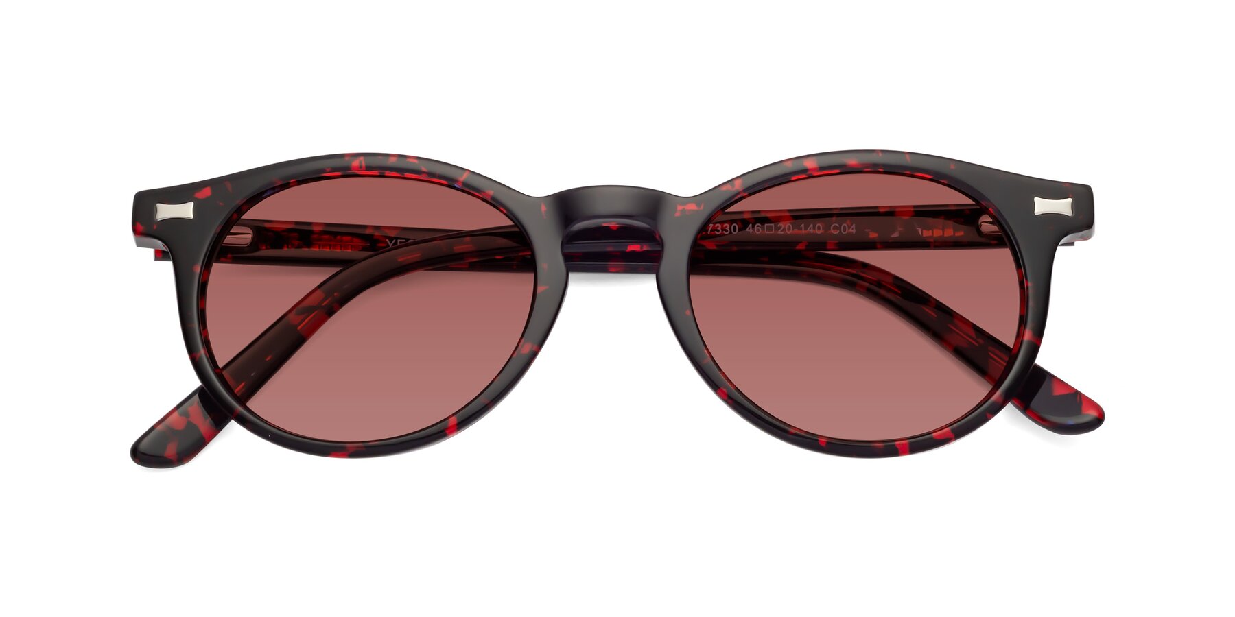 Folded Front of 17330 in Tortoise Wine with Garnet Tinted Lenses