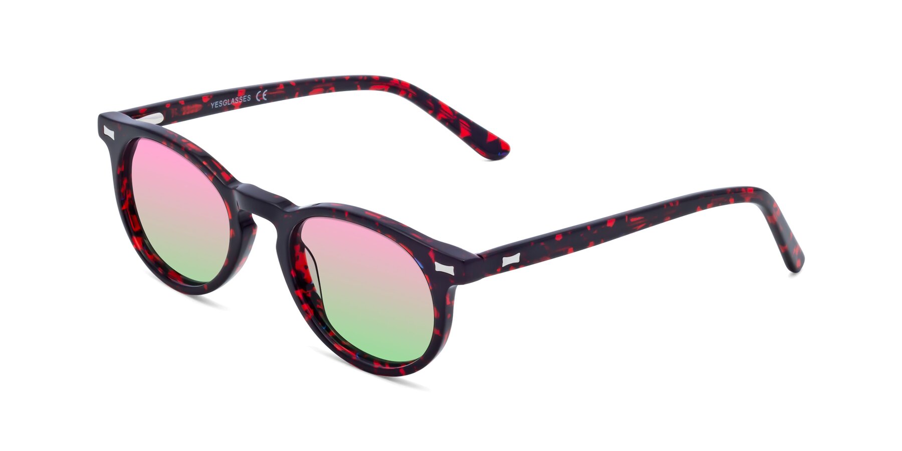 Angle of 17330 in Tortoise Wine with Pink / Green Gradient Lenses
