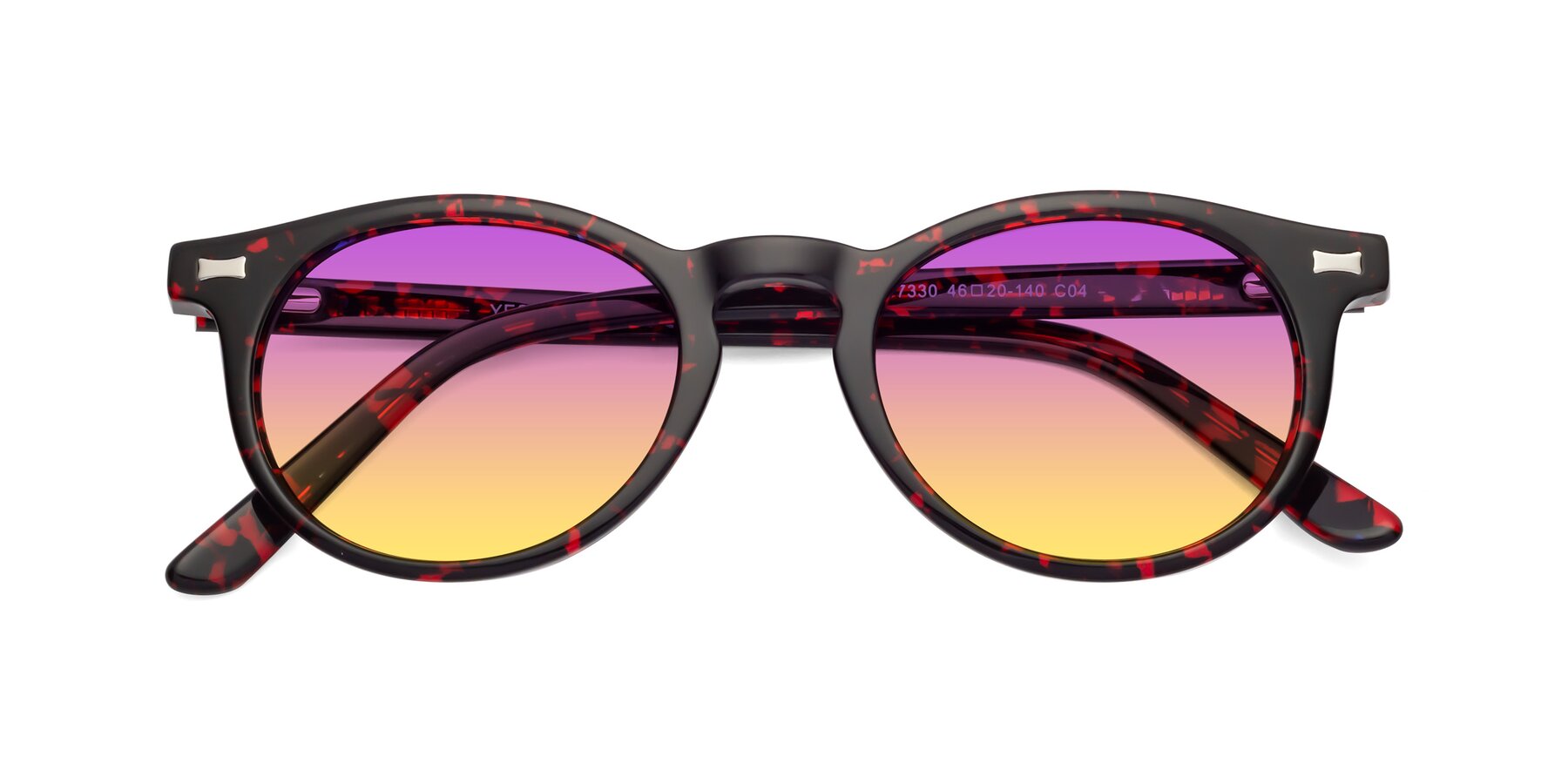 Folded Front of 17330 in Tortoise Wine with Purple / Yellow Gradient Lenses