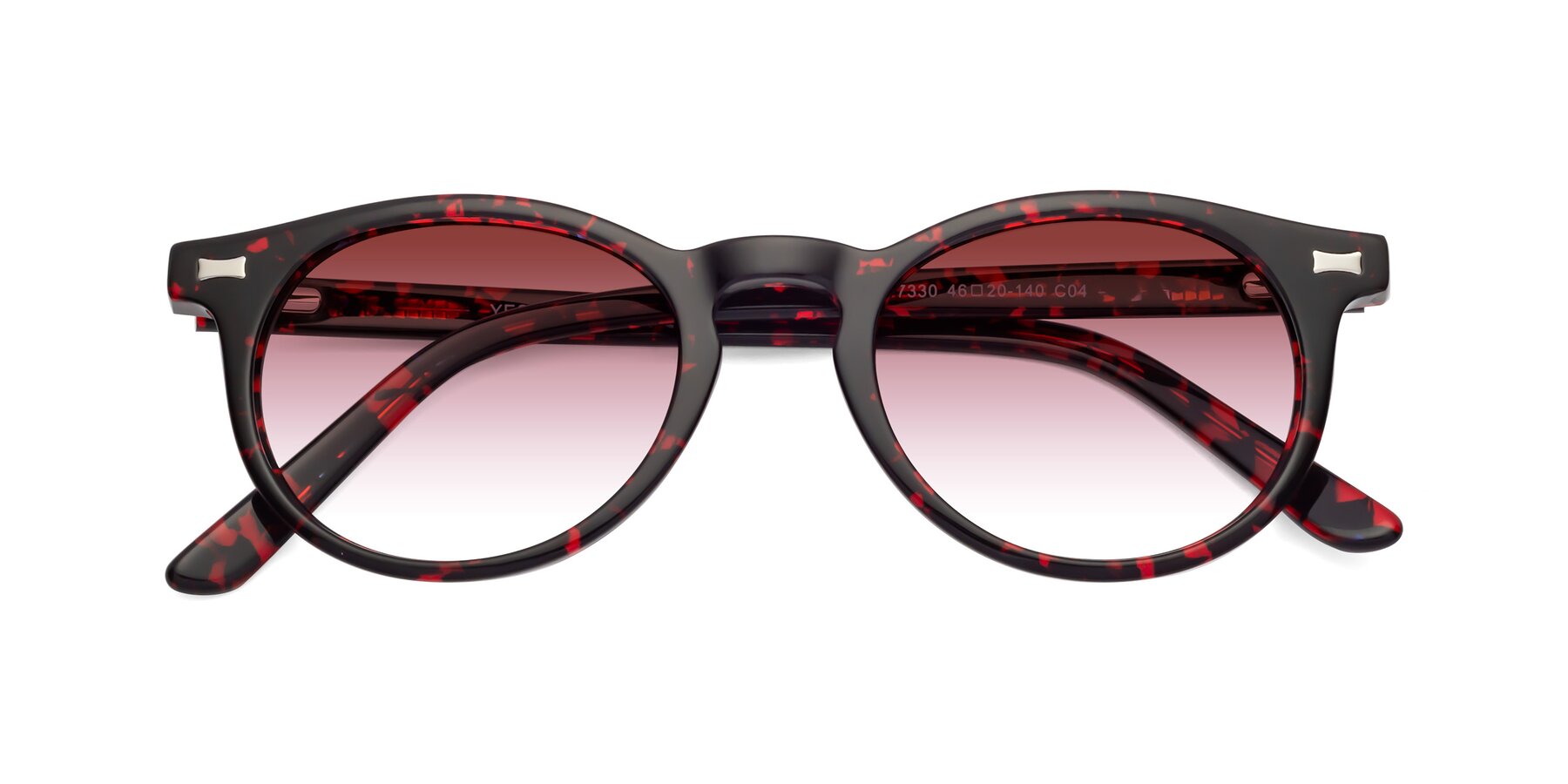 Folded Front of 17330 in Tortoise Wine with Garnet Gradient Lenses