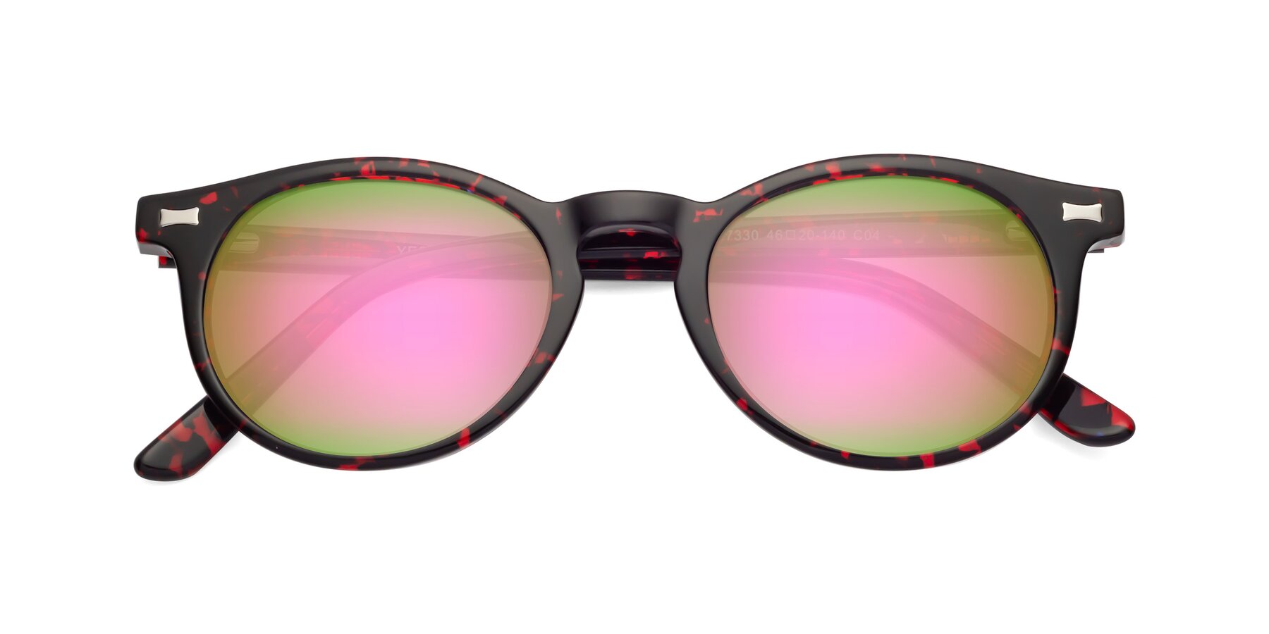 Folded Front of 17330 in Tortoise Wine with Pink Mirrored Lenses