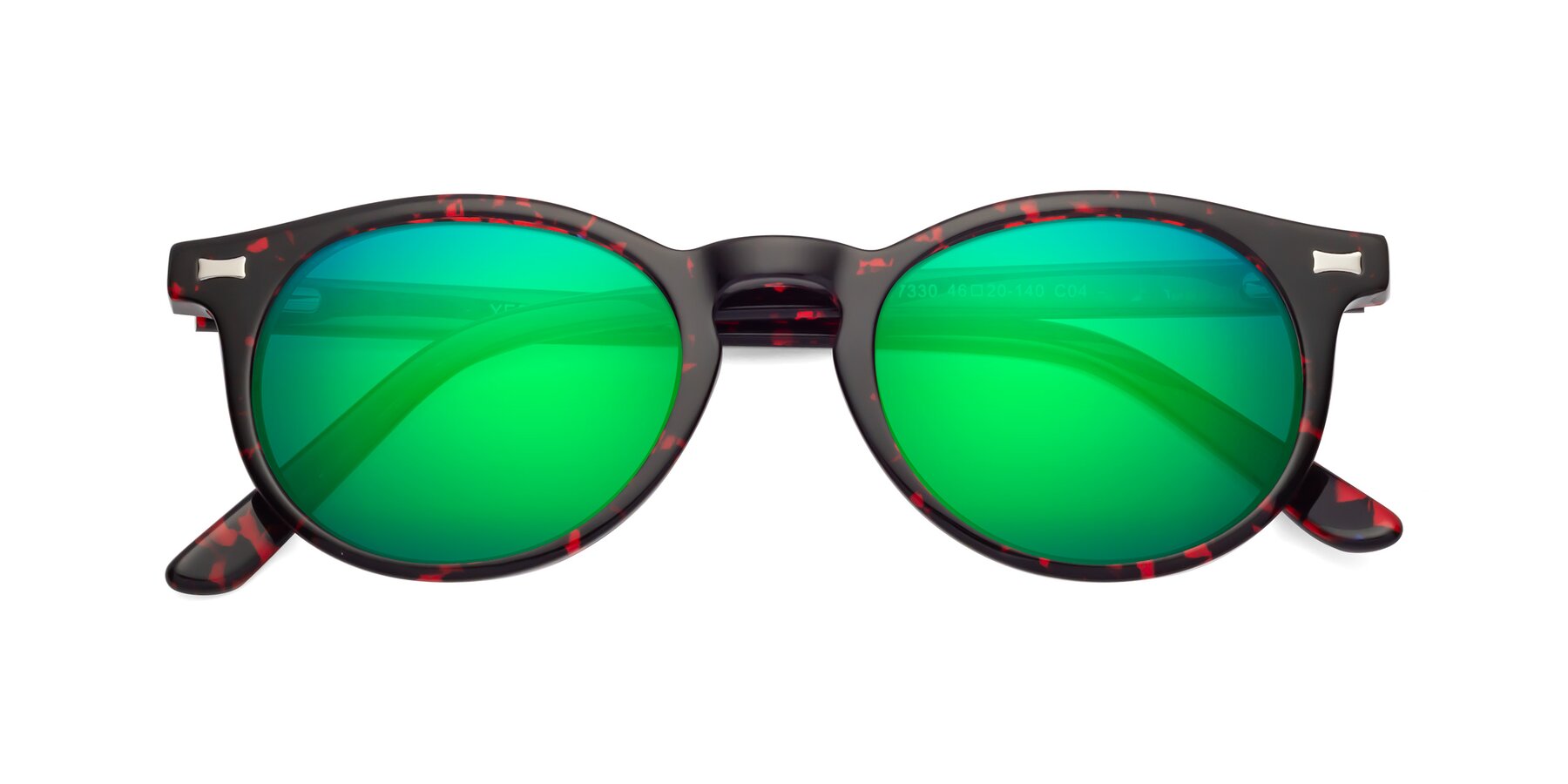 Folded Front of 17330 in Tortoise Wine with Green Mirrored Lenses