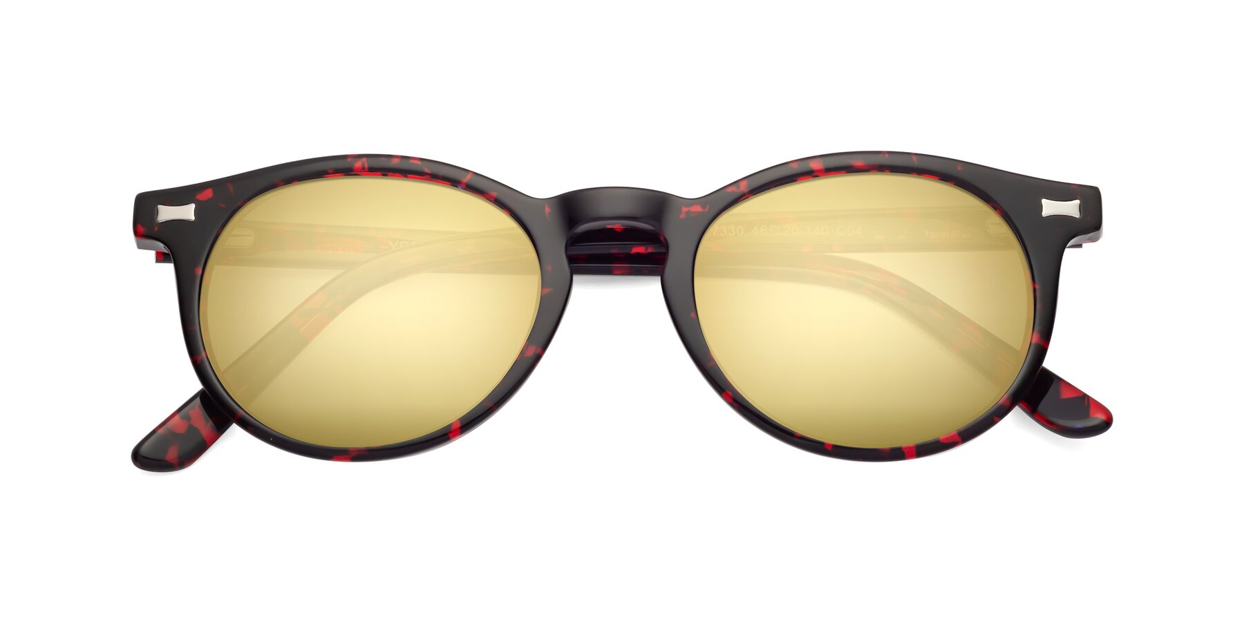 Folded Front of 17330 in Tortoise Wine with Gold Mirrored Lenses