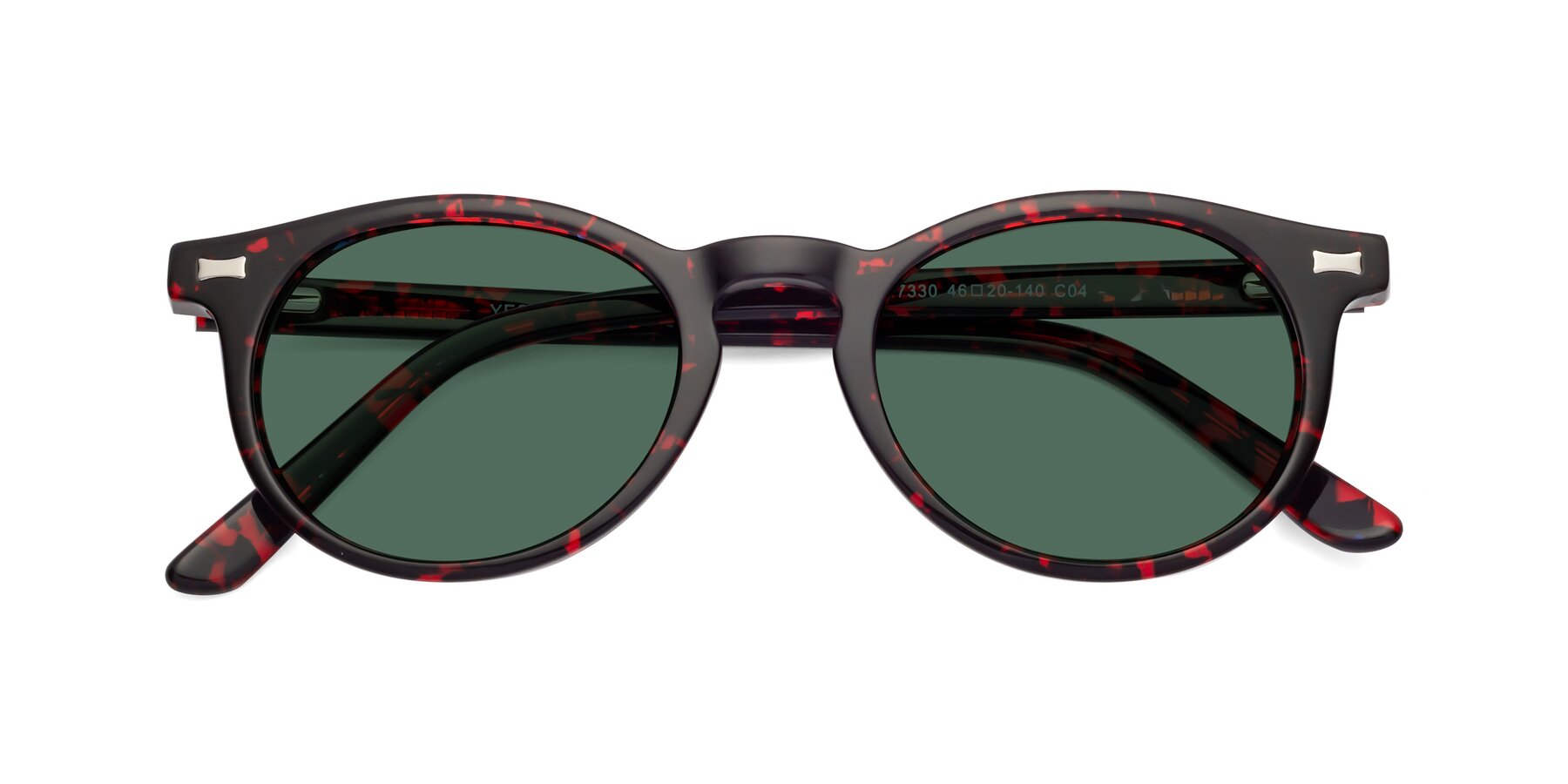 Folded Front of 17330 in Tortoise Wine with Green Polarized Lenses