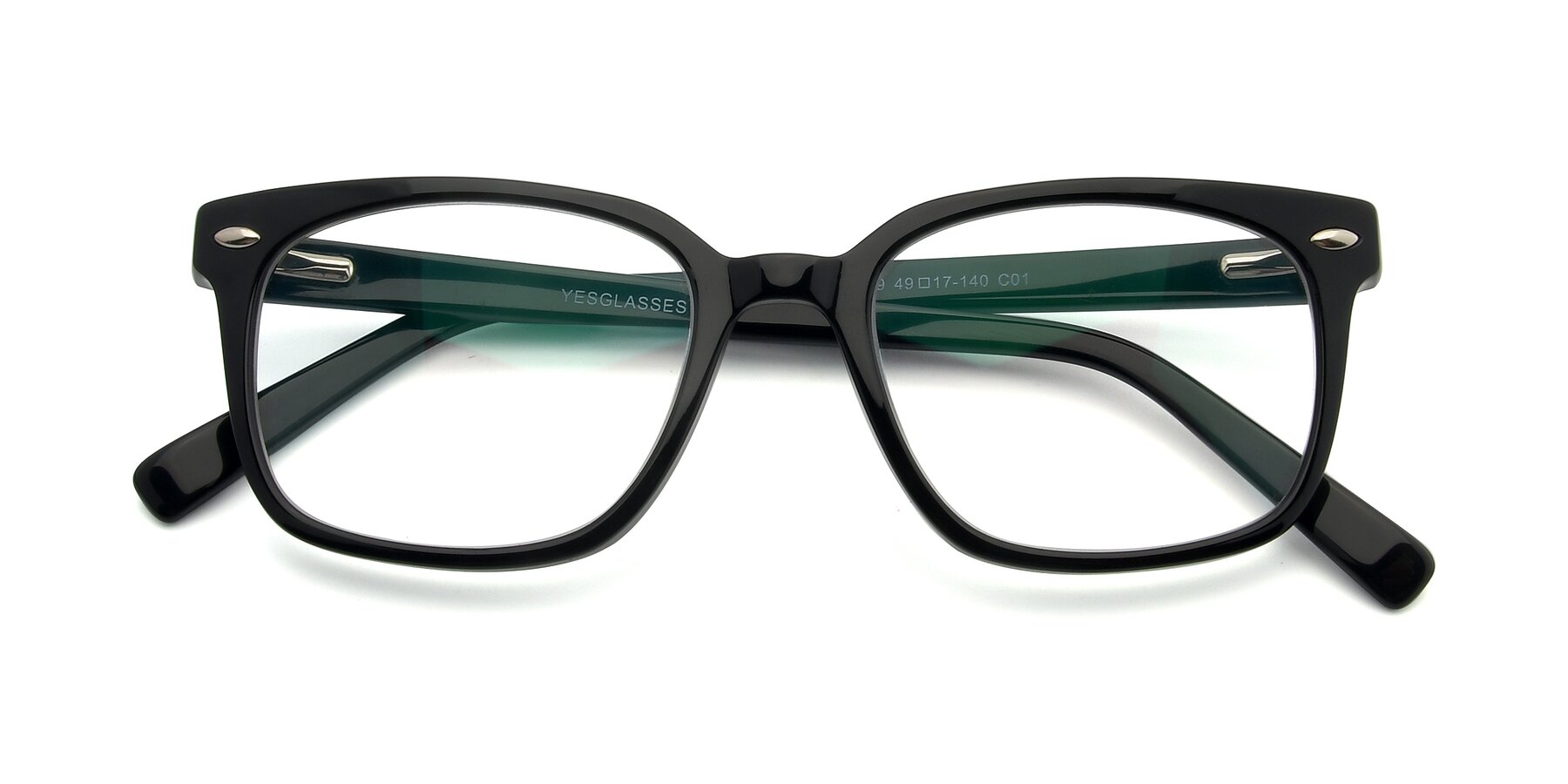 Folded Front of 17349 in Black with Clear Reading Eyeglass Lenses